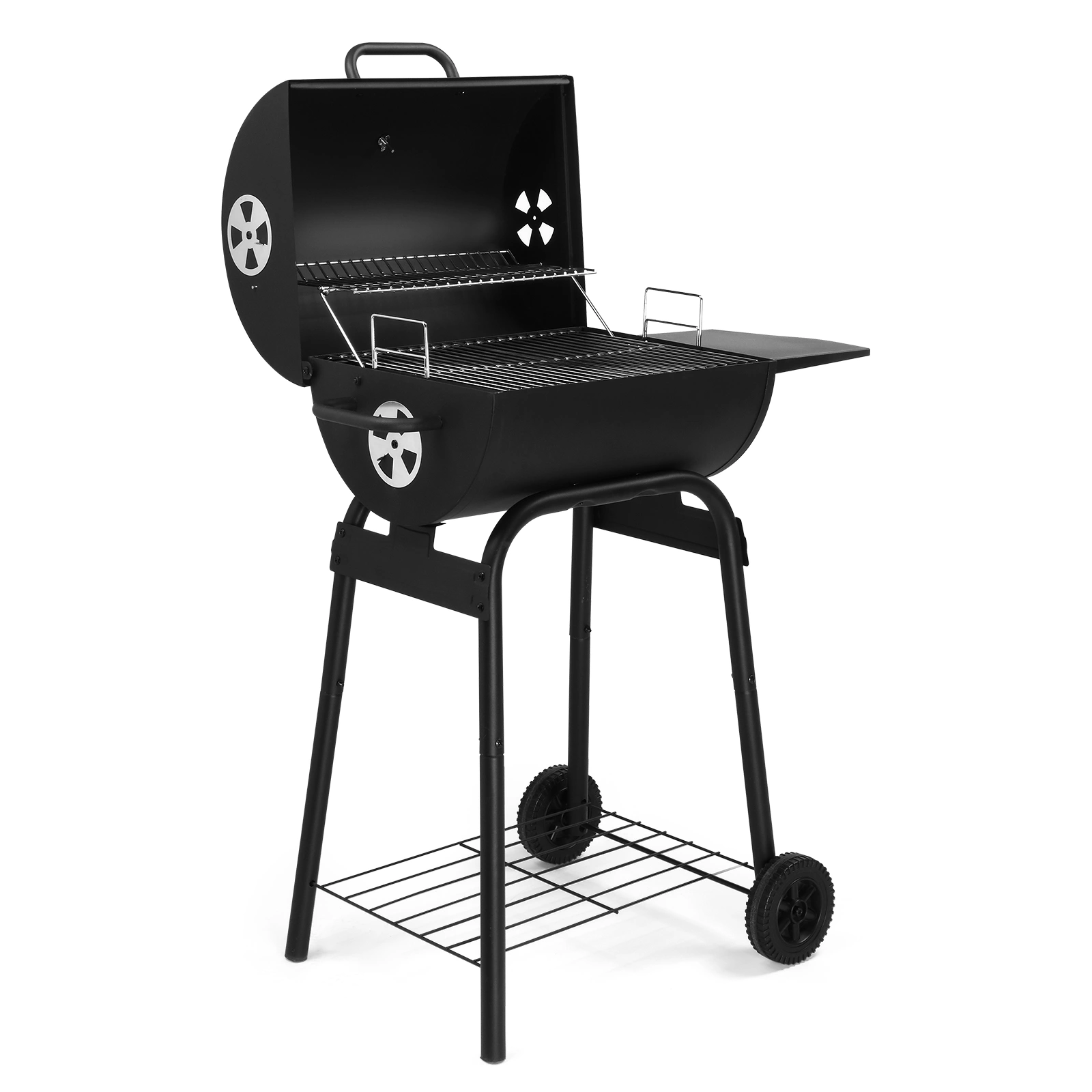 Charcoal Grills Outdoor BBQ Grill, Barrel Charcoal Grill with Side Table and Wheels, for Outdoor Backyard Camping Picnics Patio and Parties view 5