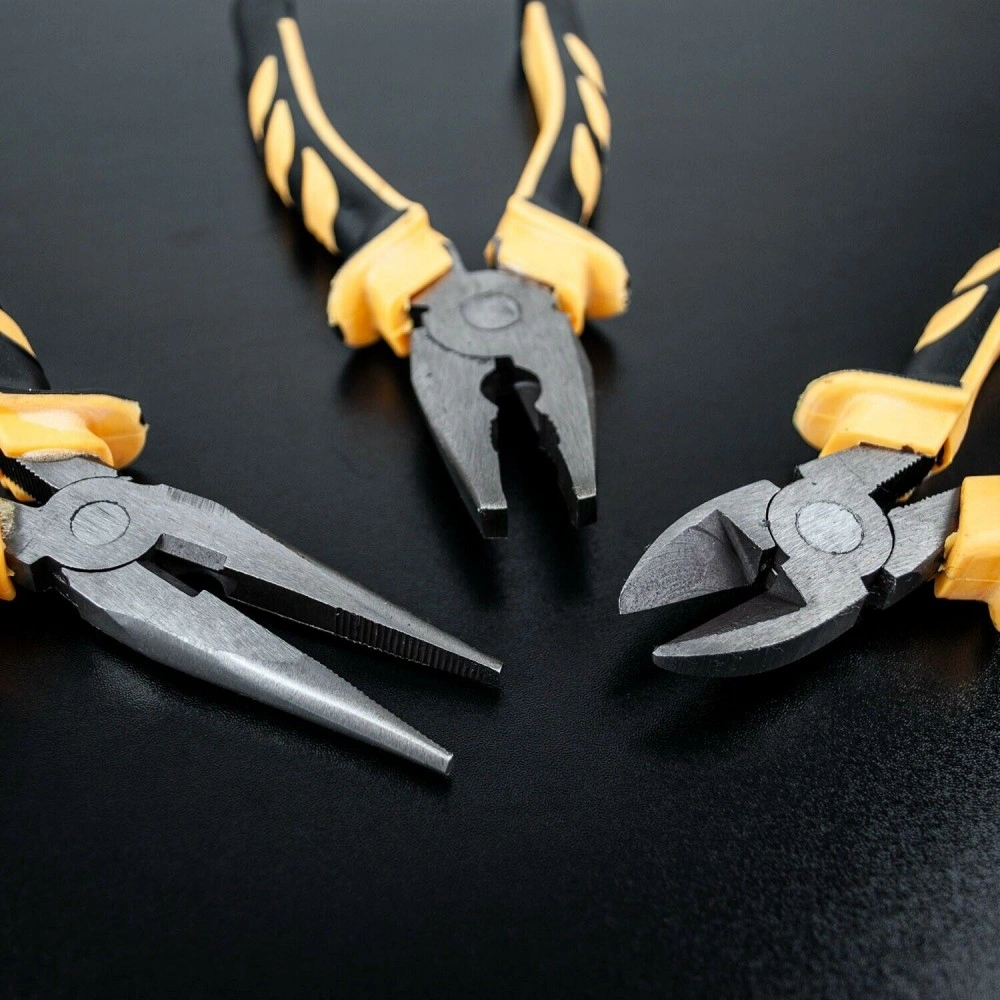 3 Piece Heavy Duty Combination Pliers Set Soft Grip Snips Steel Tool Kit view 3