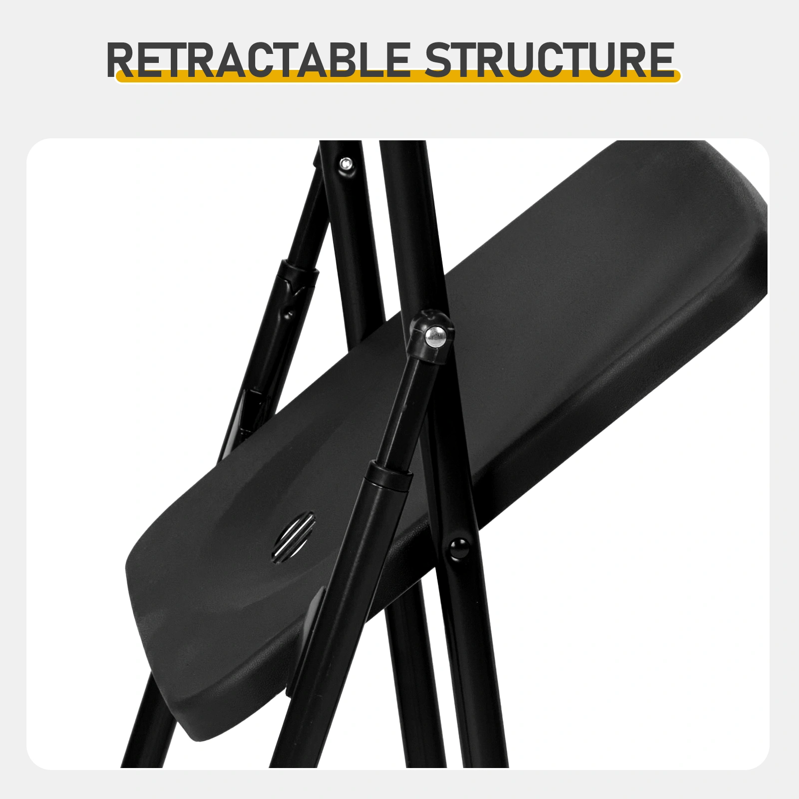 10 Pack Plastic Folding Chairs, Stackable Commercial Chairs, Portable Event Seats Indoor Outdoor for Home Event Party Picnic School Wedding, Black view 13