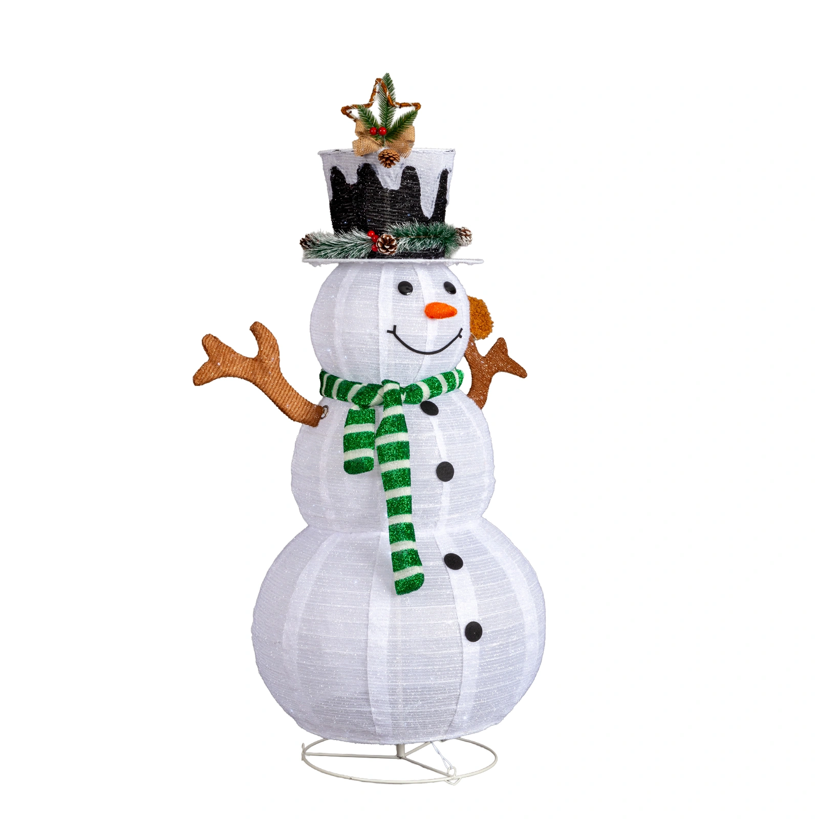 2M Lighted Snowman and Squirrel Pull Up Yard Decor, Pre-lit with 120 Warm White LEDs, for Xmas Outdoor Indoor Holiday Display, White view 3