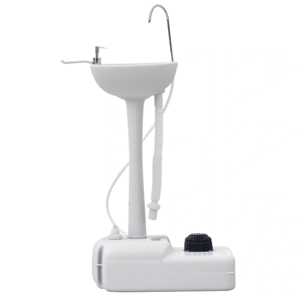 Portable Folding Camping Sink with Faucet, 2-Basin Collapsible Outdoor Wash Station, Waterproof Travel Kitchen Sink