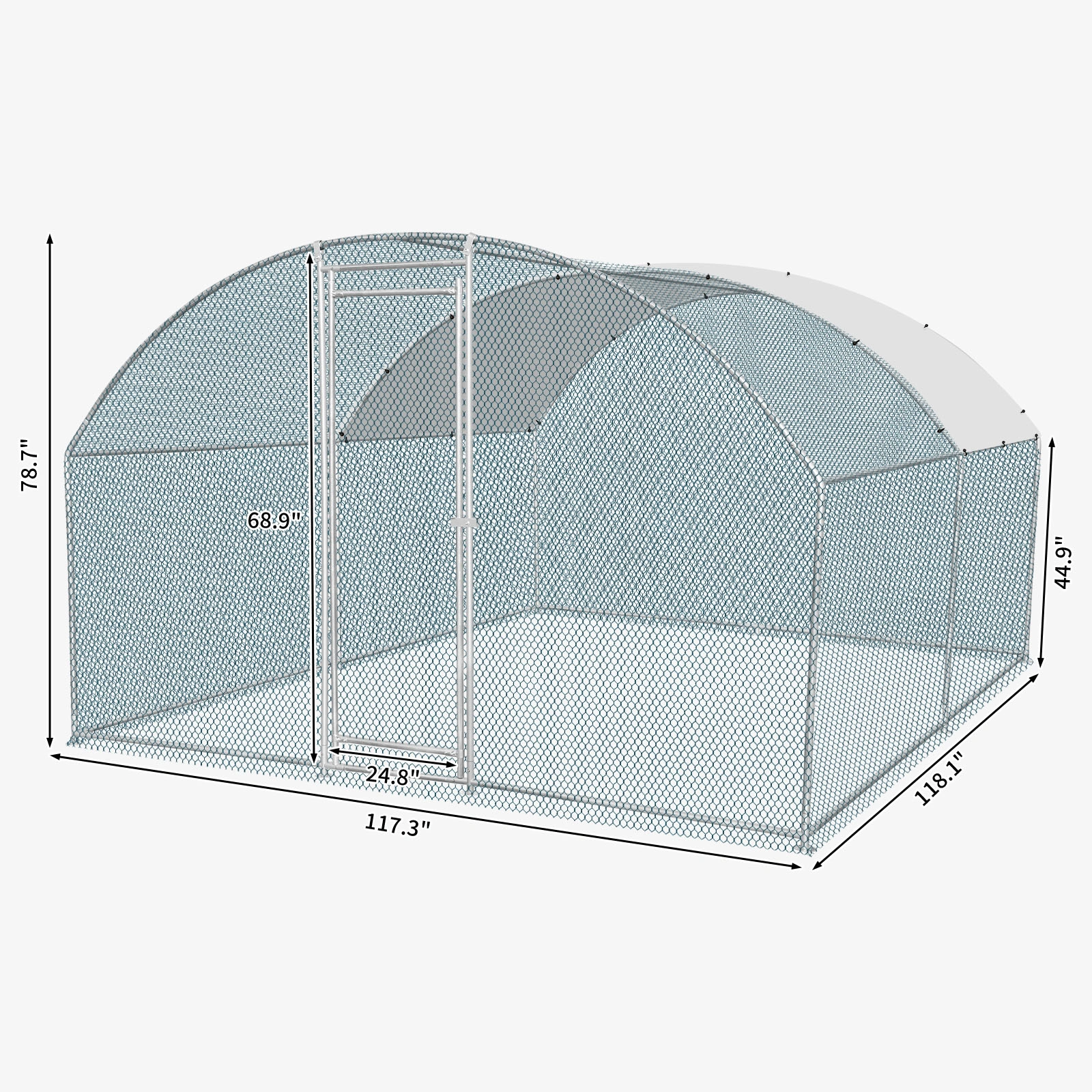 10 x 10 ft Large Metal Chicken Coop, Walk-in Poultry Cage Chicken Hen Run House with Waterproof Cover, Rabbits Cats Dogs Farm Pen for Outdoor Backyard Farm Garden