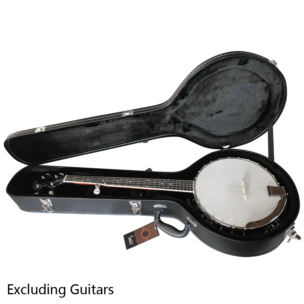 5-String 6-String Microgroove Pattern Leather Wood Banjos Case Black view 15