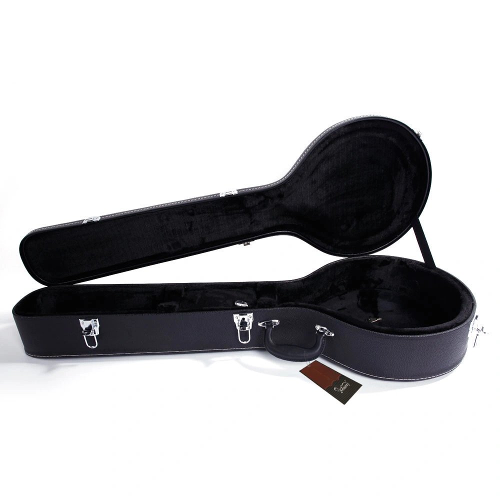 5-String 6-String Microgroove Pattern Leather Wood Banjos Case Black view 3