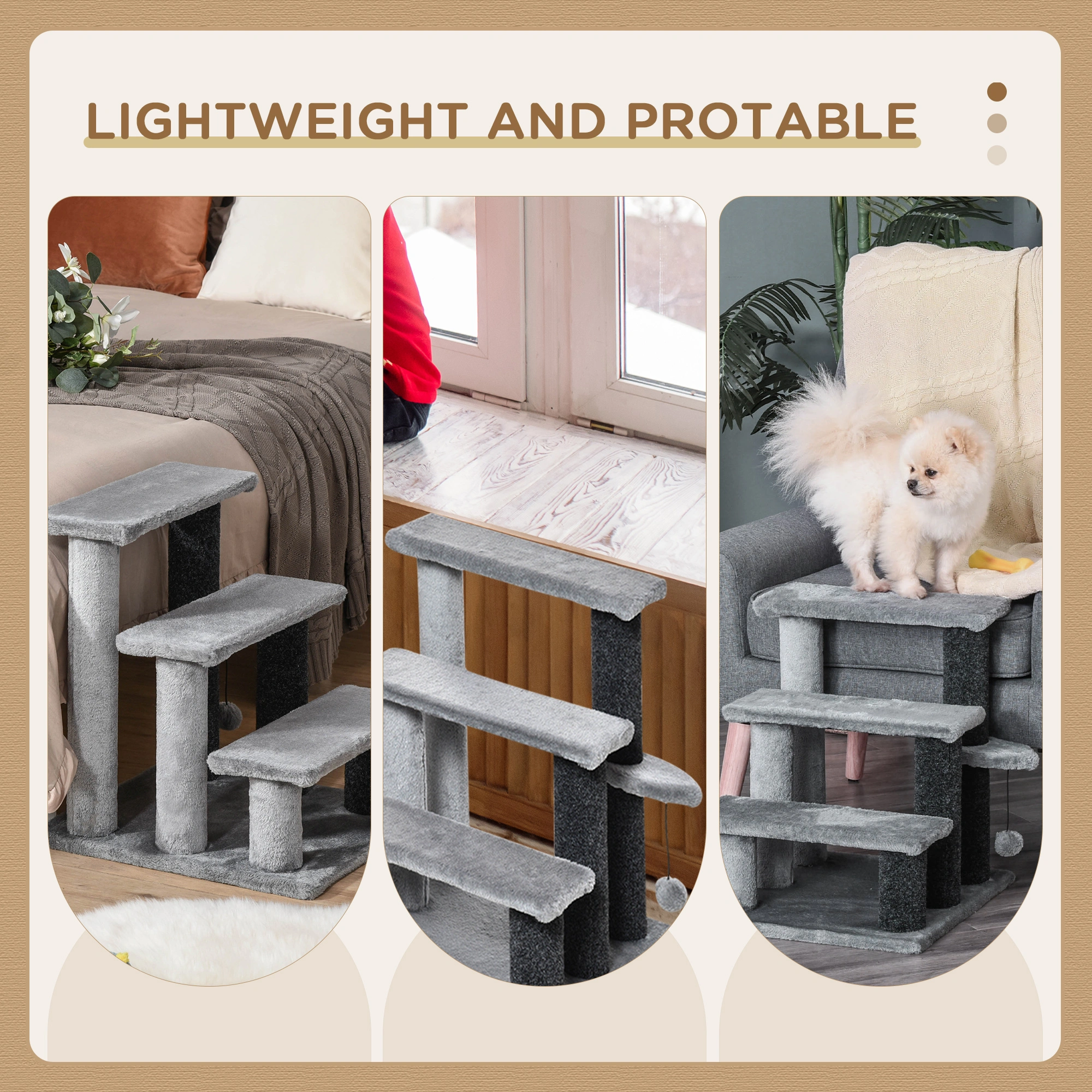 Multi-Level Cat Tree Condo Tower, 65" Tall Cat Scratching Post with Sisal Pole, Kitten Bedroom Playhouse view 3