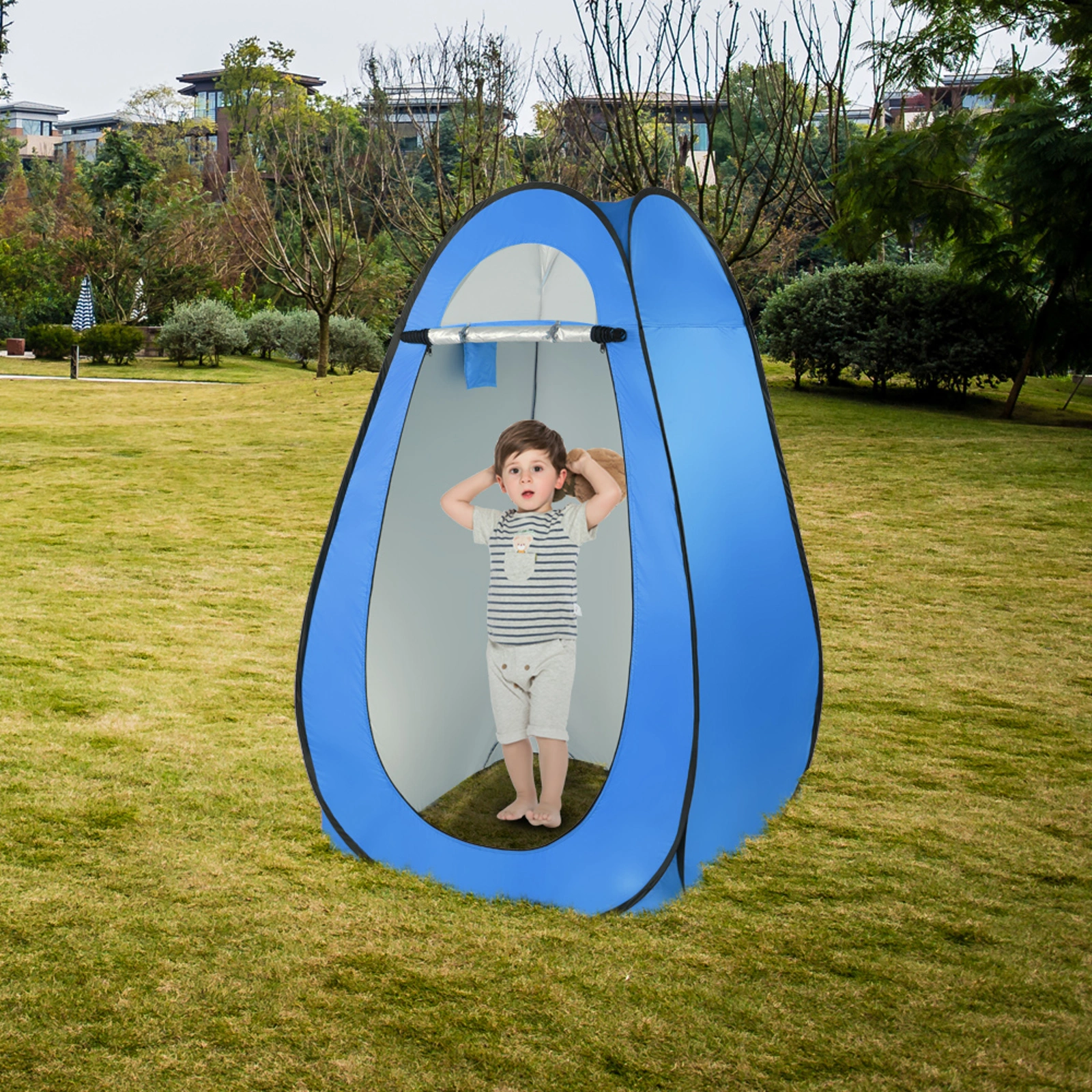 1-2 Person Portable Pop Up Toilet Shower Tent Changing Room Dressing Tent Camping Shelter Blue view 11