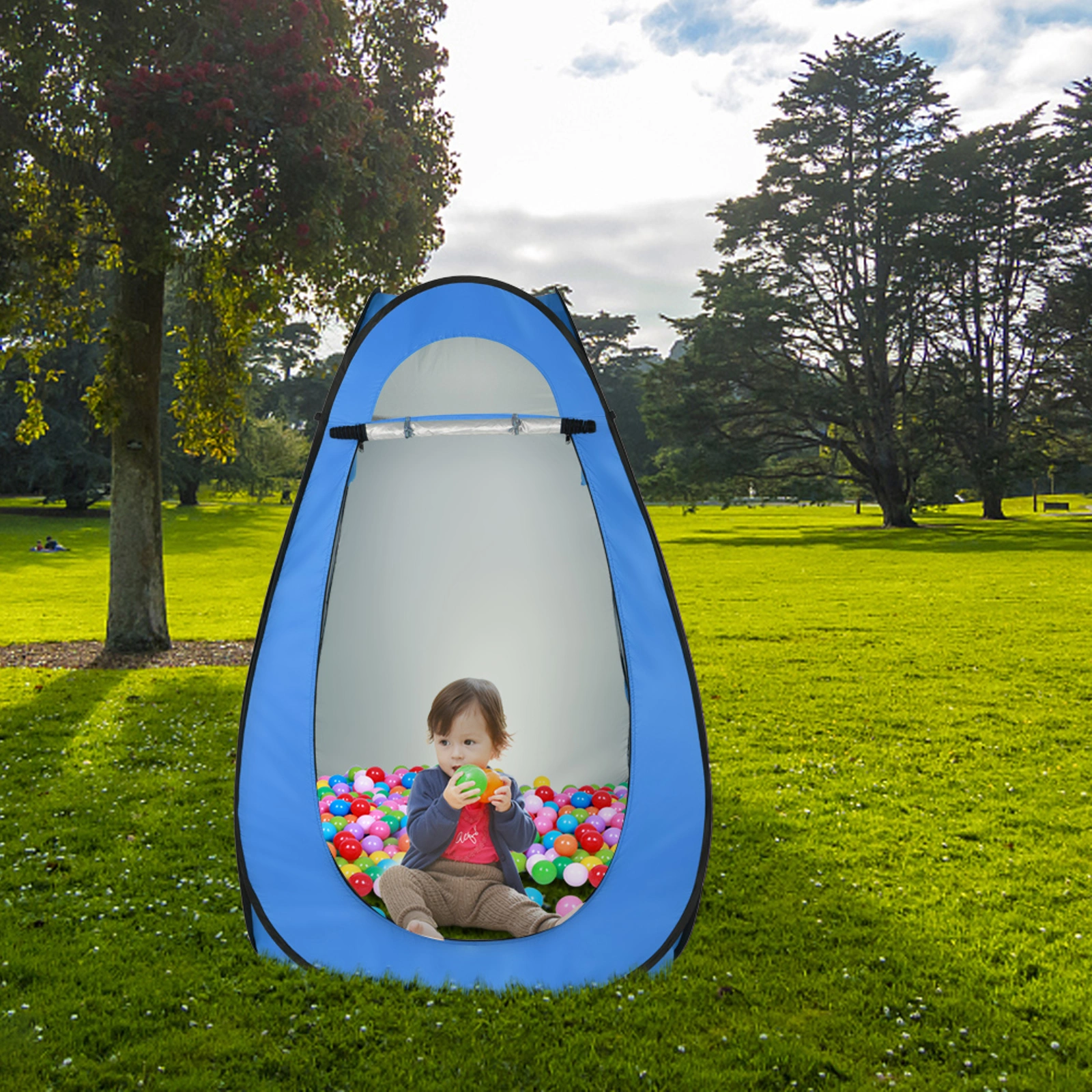 1-2 Person Portable Pop Up Toilet Shower Tent Changing Room Dressing Tent Camping Shelter Blue view 12