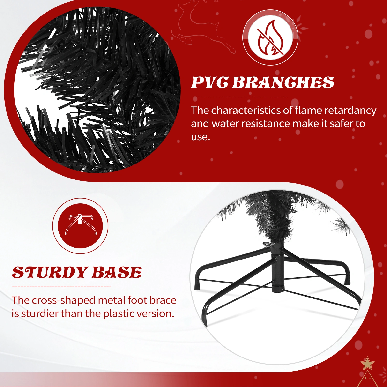 7.5 FT Pre-lit Artificial Christmas Tree, Hinged Xmas Pine Tree with 1350 Branch Tips, 400 Lights and Remote Control for Holiday Party Office Home, Black view 7