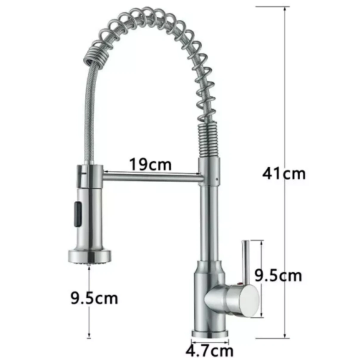 Monobloc Silver Kitchen Sink Mixer Tap with Pull-Out Spray Hose, Single Lever Operation view 2