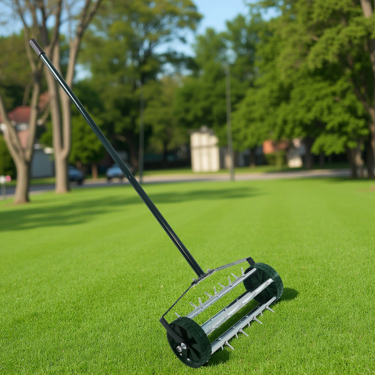Heavy Duty Rolling Lawn Aerator,Rolling Lawn Aerator, Rotary Push Tine Spike Soil Lawn Aerator Gardening Tool with 3-Piece Long Steel Handle for Garden Yard Grass Maintenance,Not support self-pick up view 10
