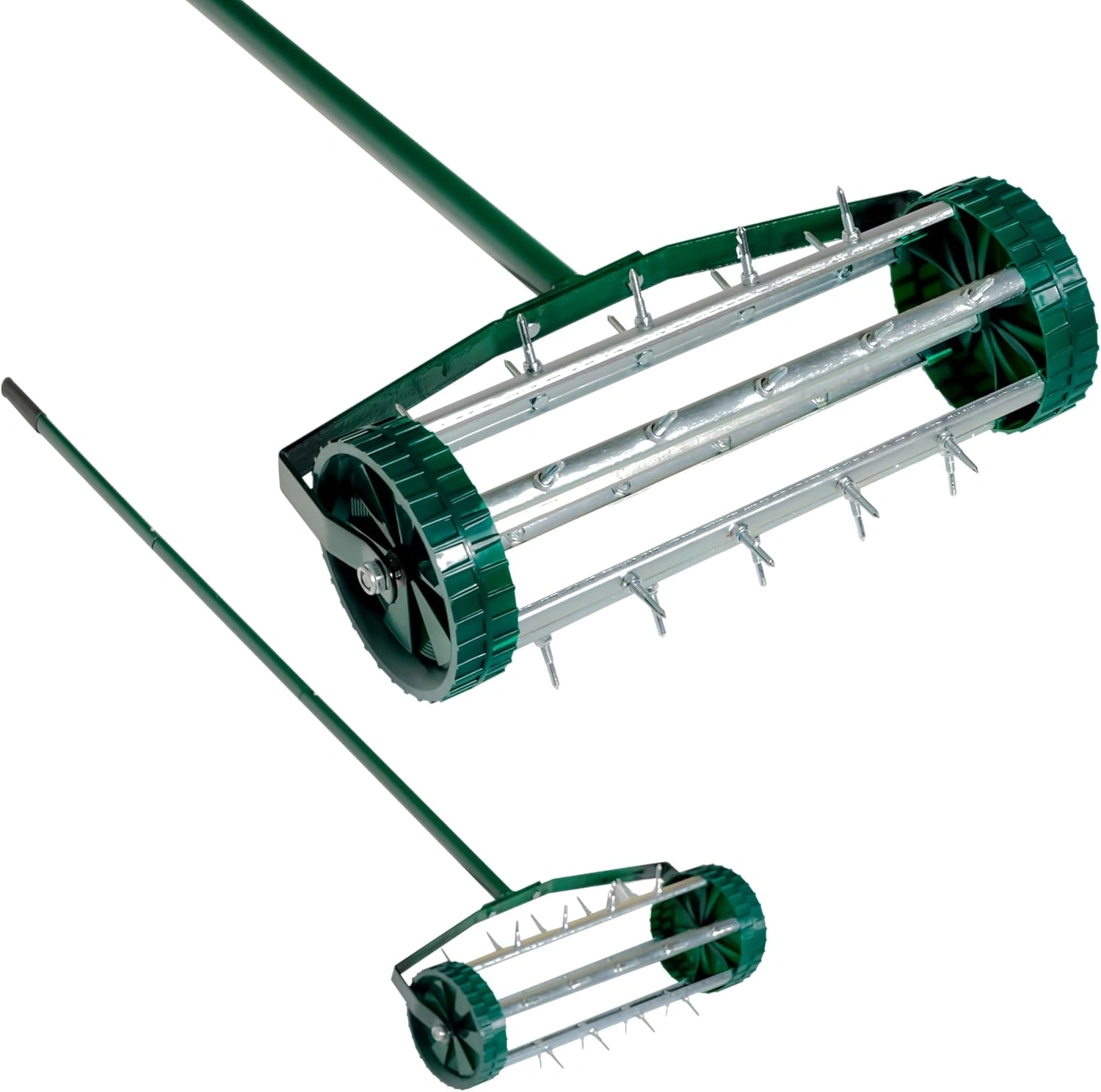 Heavy Duty Rolling Lawn Aerator,Rolling Lawn Aerator, Rotary Push Tine Spike Soil Lawn Aerator Gardening Tool with 3-Piece Long Steel Handle for Garden Yard Grass Maintenance,Not support self-pick up view 7