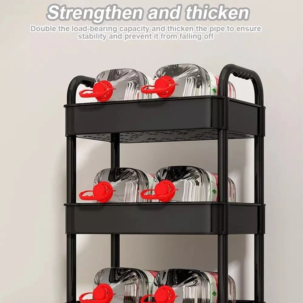 3 Tier Rolling Kitchen Cart Storage Trolley Organizer Rack with Wheels - Black view 5
