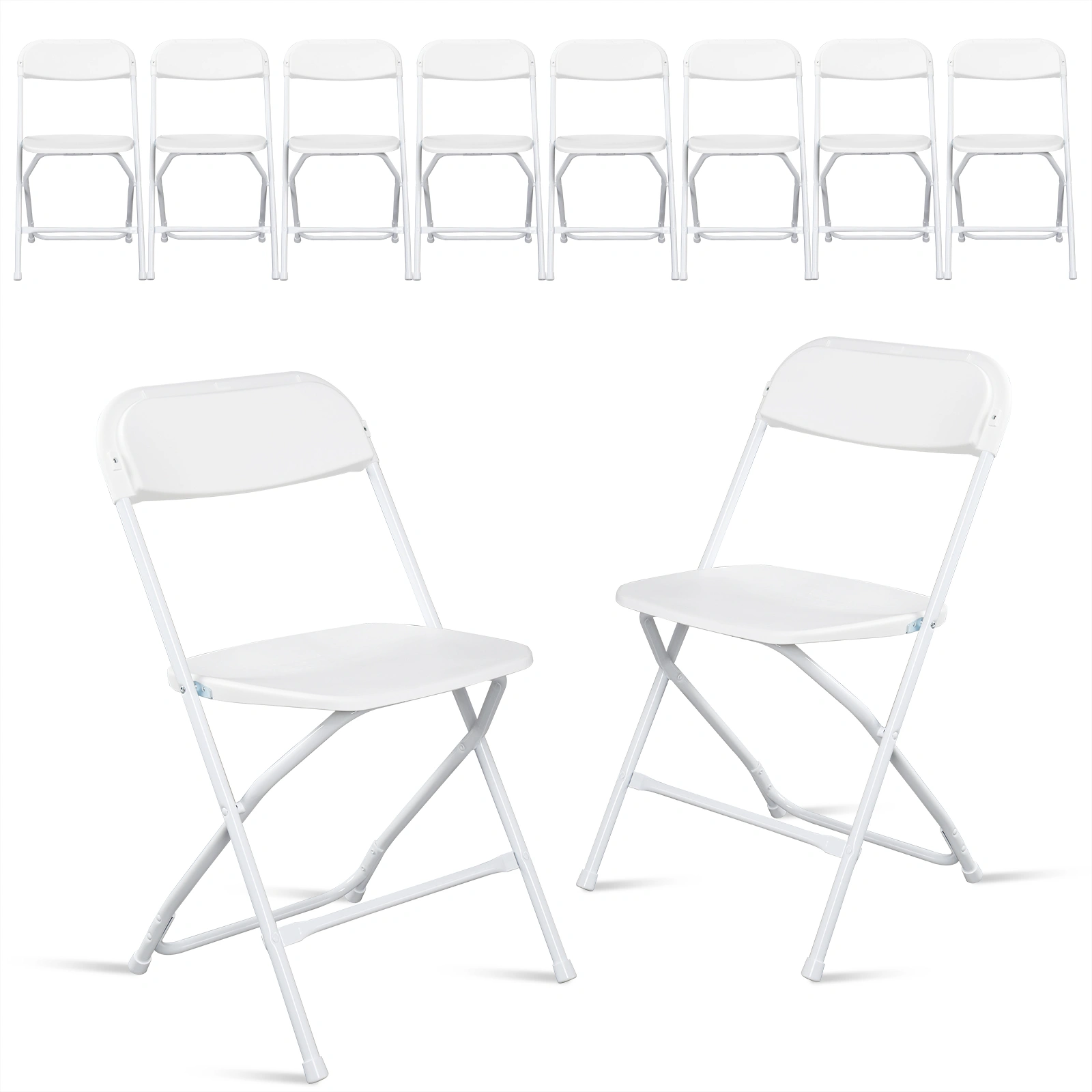 10pcs Injection Molding Classic Garden Plastic Folding Chair White view 6
