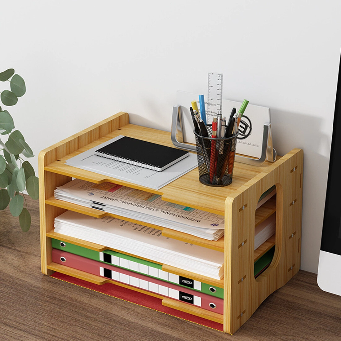 Office Desk File Cabinet, Multi-Layer Density Board Desktop Storage Box Drawer Organizer