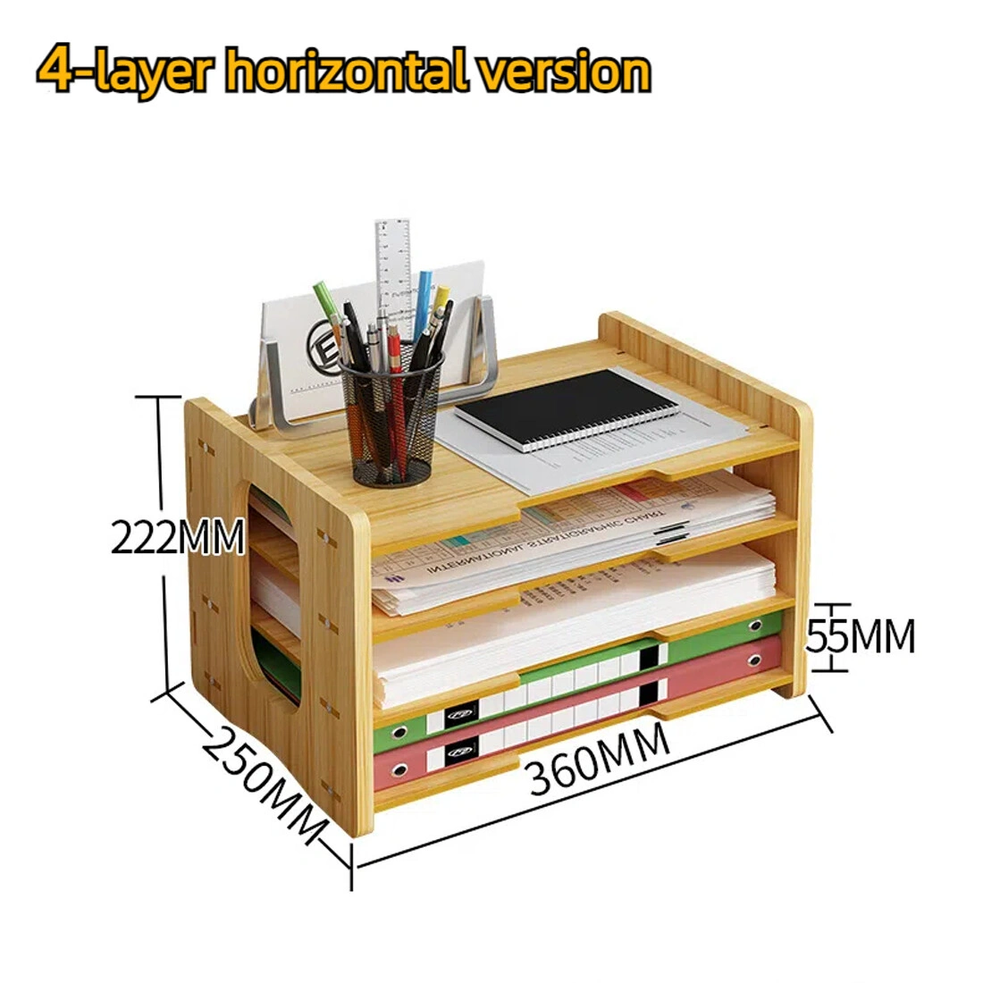 Office Desk File Cabinet, Multi-Layer Density Board Desktop Storage Box Drawer Organizer view 3