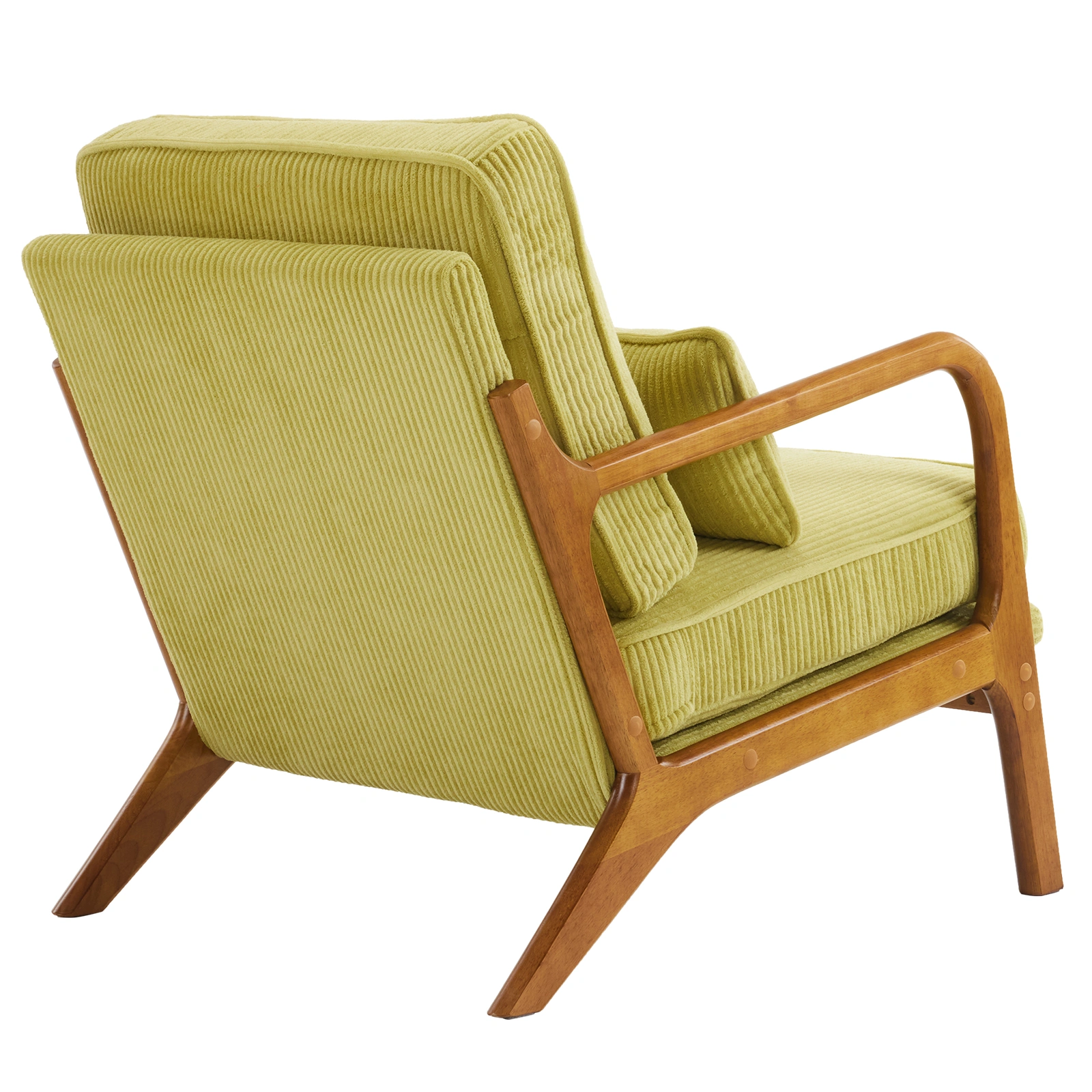 Low Arm Accent Chair - Olive Green Corduroy Upholstered Indoor Lounge Chair, Compact Single Seater with Sturdy Frame (330LBS Weight Capacity) view 12