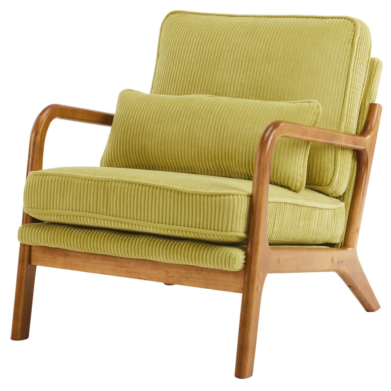 Low Arm Accent Chair - Olive Green Corduroy Upholstered Indoor Lounge Chair, Compact Single Seater with Sturdy Frame (330LBS Weight Capacity) view 14
