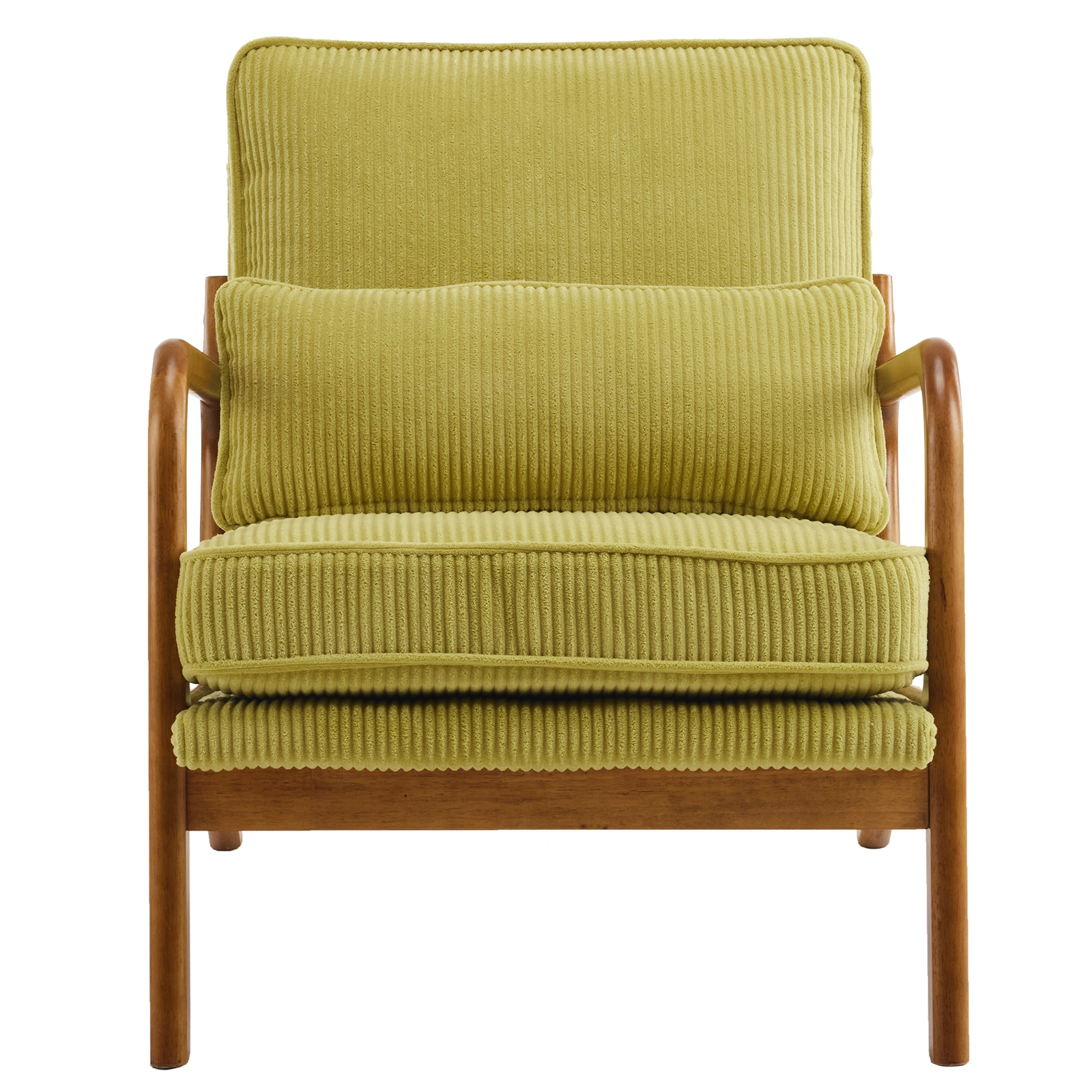 Low Arm Accent Chair - Olive Green Corduroy Upholstered Indoor Lounge Chair, Compact Single Seater with Sturdy Frame (330LBS Weight Capacity) view 16