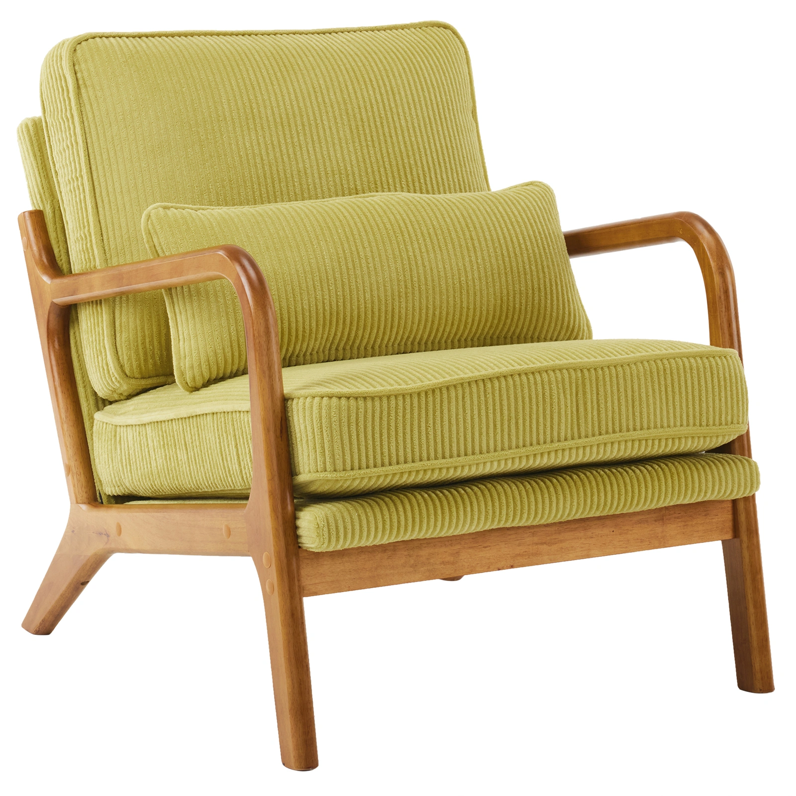 Low Arm Accent Chair - Olive Green Corduroy Upholstered Indoor Lounge Chair, Compact Single Seater with Sturdy Frame (330LBS Weight Capacity) view 20