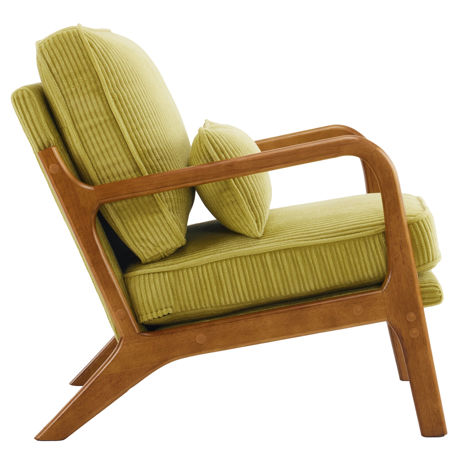 Low Arm Accent Chair - Olive Green Corduroy Upholstered Indoor Lounge Chair, Compact Single Seater with Sturdy Frame (330LBS Weight Capacity) view 7