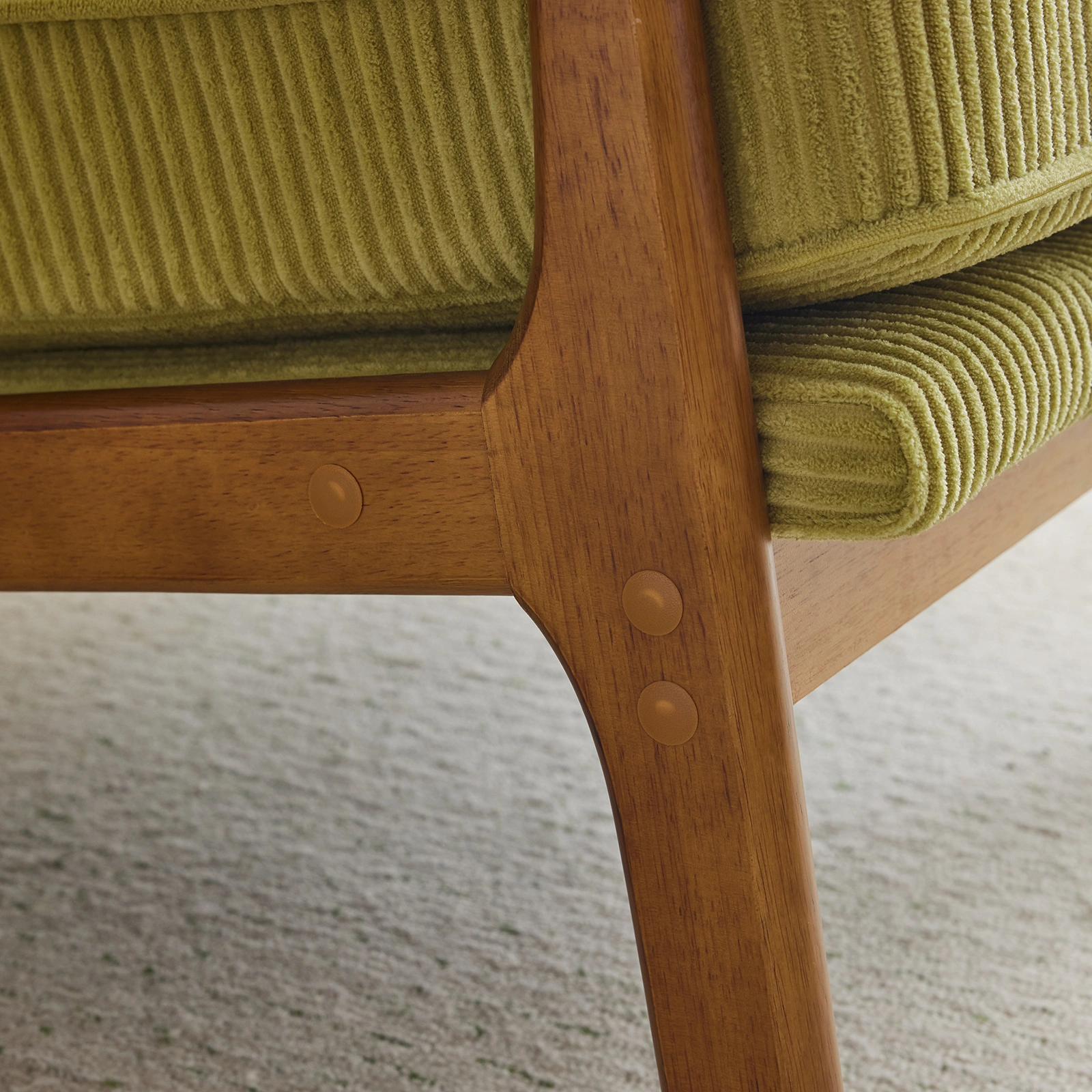 Low Arm Accent Chair - Olive Green Corduroy Upholstered Indoor Lounge Chair, Compact Single Seater with Sturdy Frame (330LBS Weight Capacity) view 9