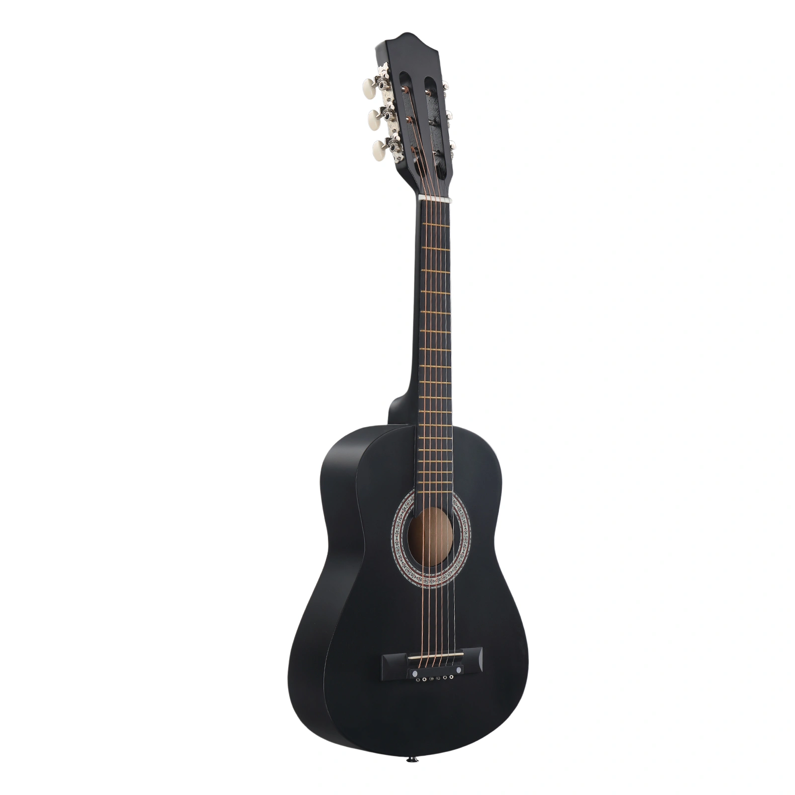 Matte Black 30-inch Round Acoustic Guitar with Picks, Strings, Capo, Case, Tuner, and Strap view 3