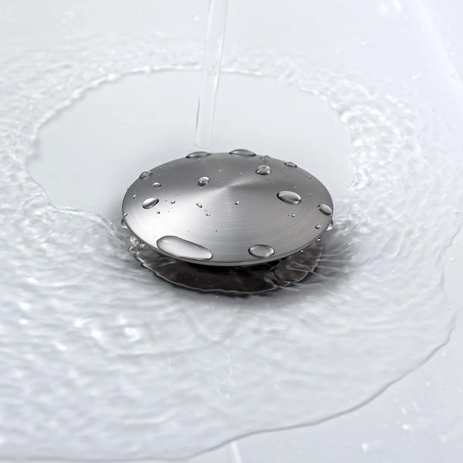 Bathroom Sink Drain without Overflow, Vessel Sink Lavatory Vanity Pop Up Drain Stopper, 304 Stainless Steel view 2