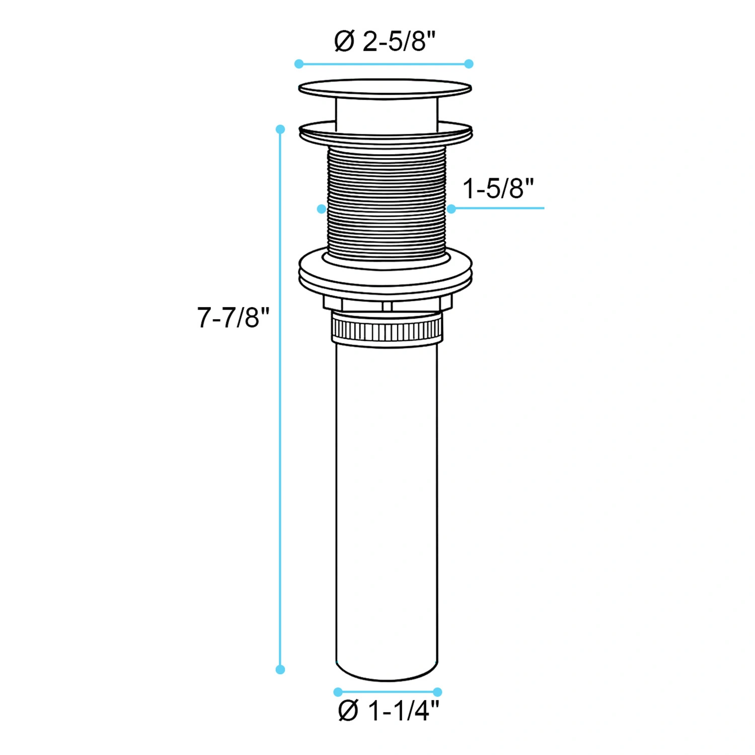 Bathroom Sink Drain without Overflow, Vessel Sink Lavatory Vanity Pop Up Drain Stopper, 304 Stainless Steel view 7