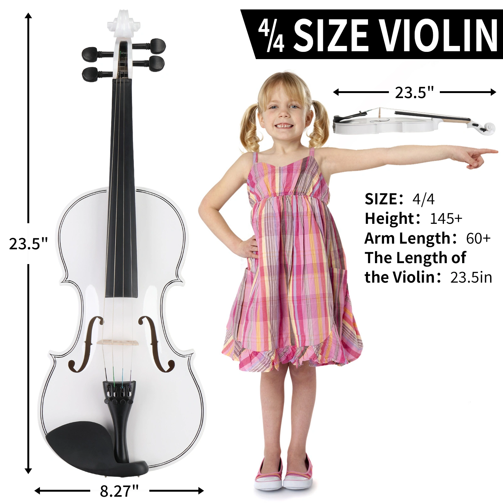 Size 4/4 Violin Set for Adults Beginners Students with Hard Case,Violin Bow,Shoulder Rest,Rosin,Extra Strings and Sordine view 10