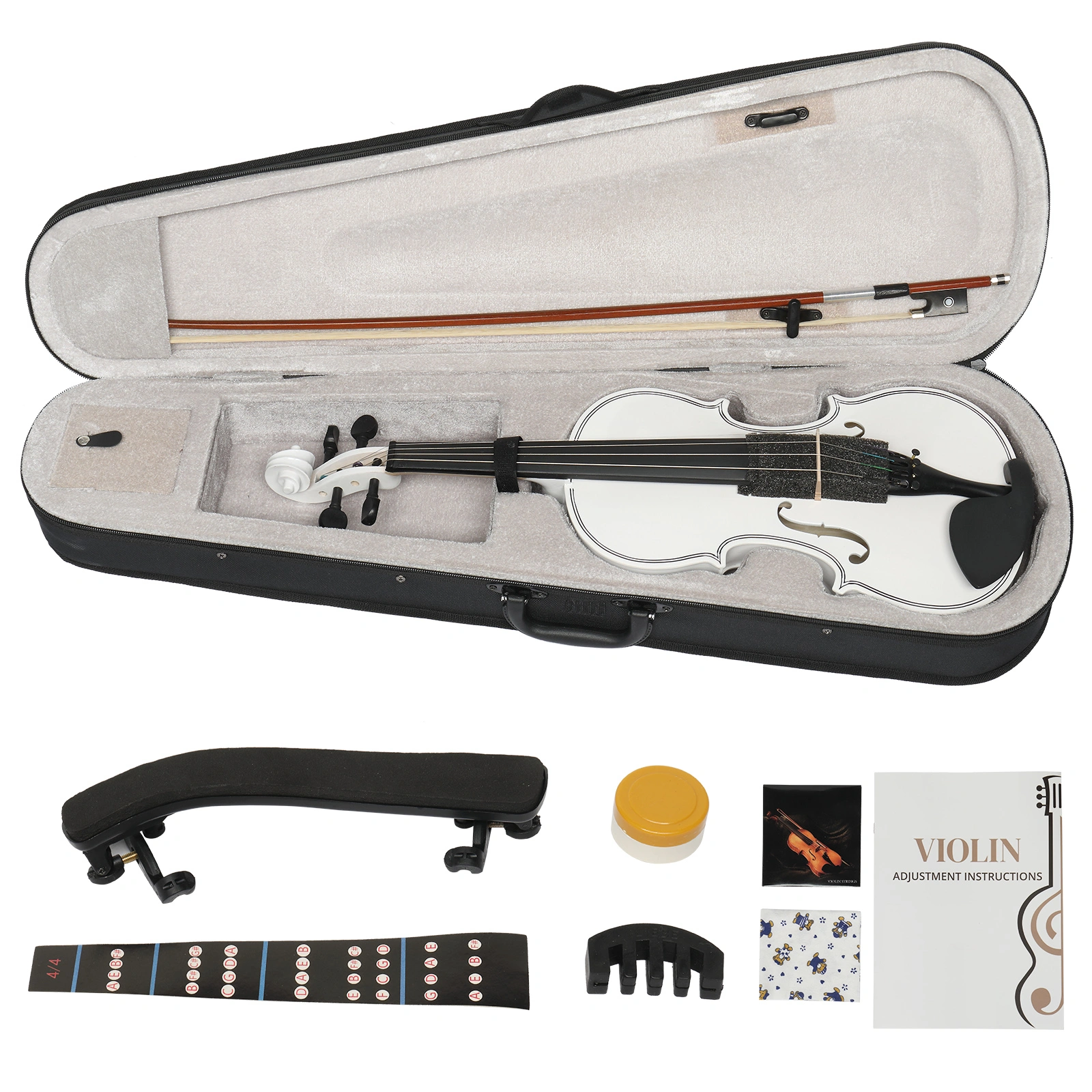 Size 4/4 Violin Set for Adults Beginners Students with Hard Case,Violin Bow,Shoulder Rest,Rosin,Extra Strings and Sordine view 2