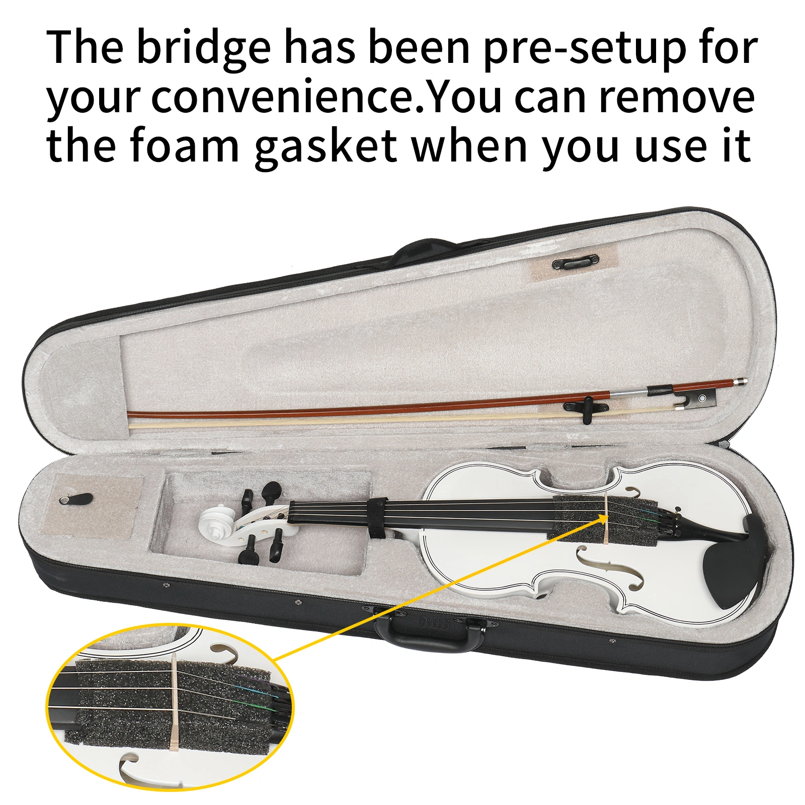 Size 4/4 Violin Set for Adults Beginners Students with Hard Case,Violin Bow,Shoulder Rest,Rosin,Extra Strings and Sordine view 3