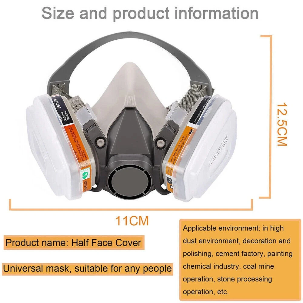 17PCS 3M 6200 Respirator Mask, Anti-Dust Gas Mask for Spray Painting Sanding, Reusable Safety Face Cover view 3