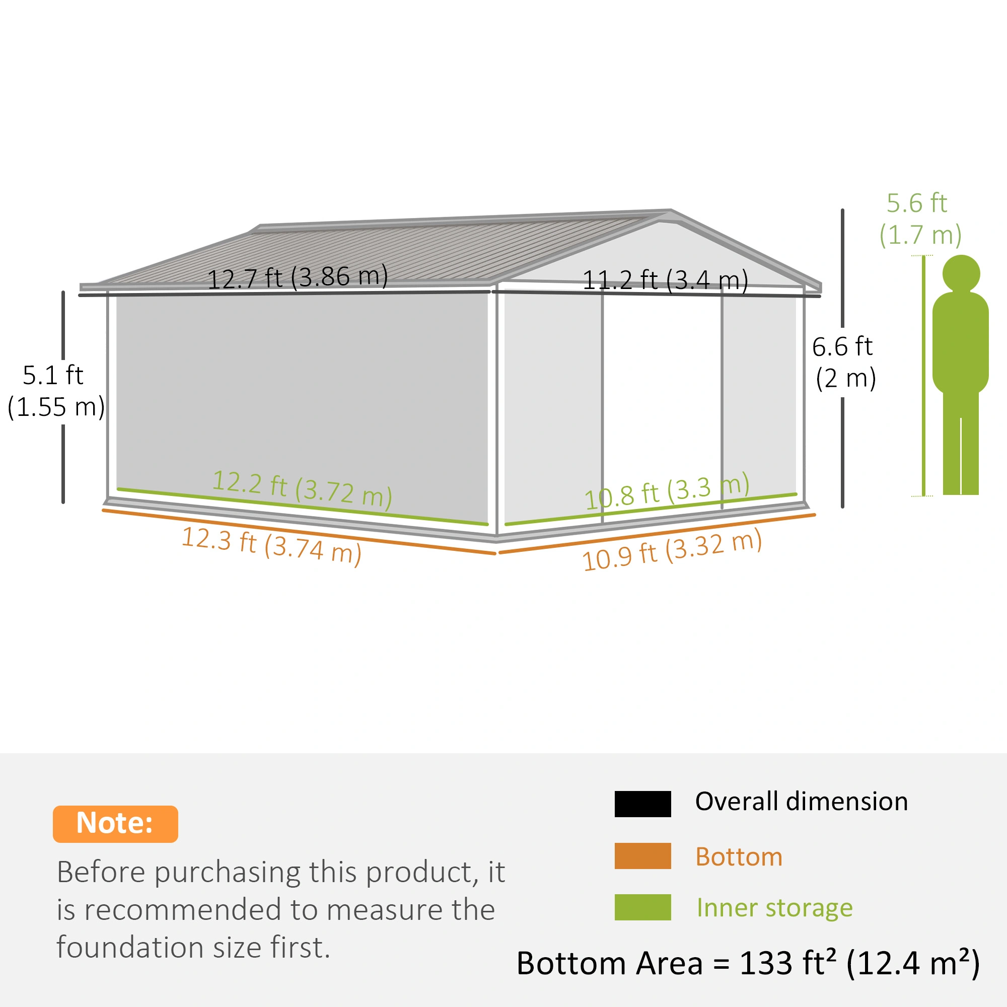 Large Garden Shed - Outdoor Storage Shed with Double Doors, UV-Resistant Polyethylene Material view 3