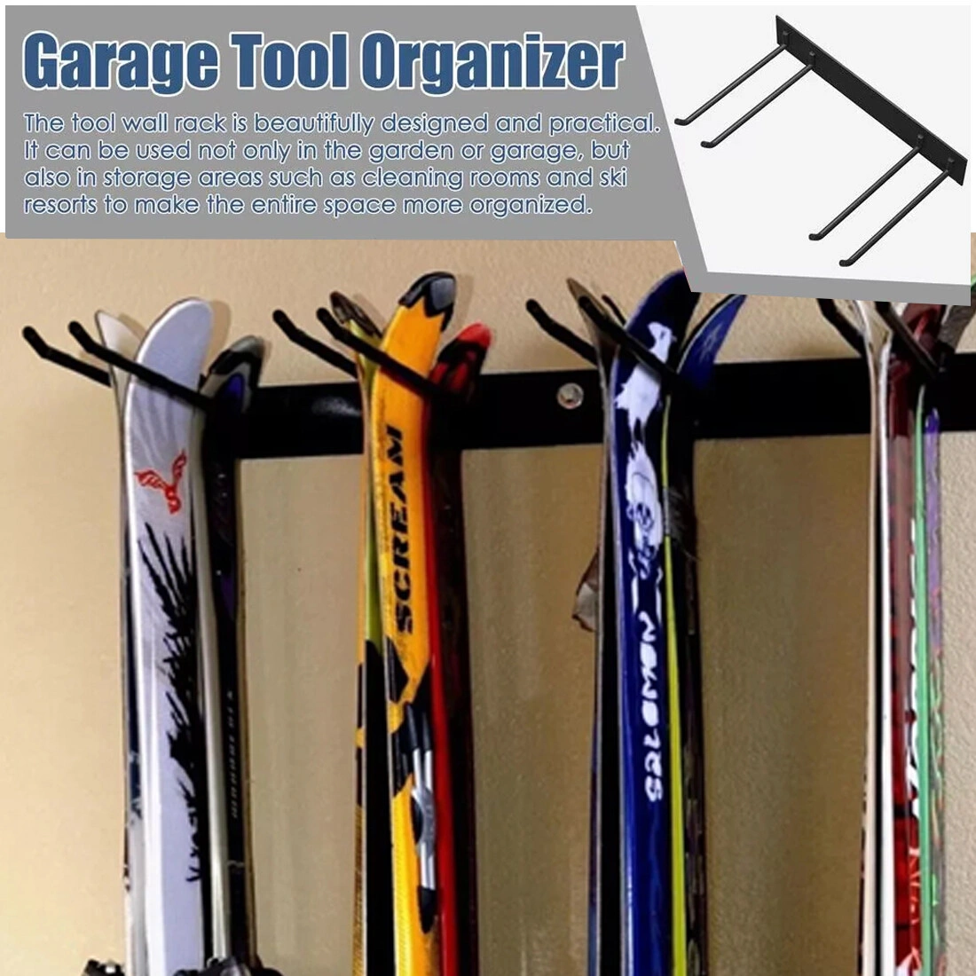 Metal Tool Holder Hooks Heavy Duty Wall Organizer Rack for Garage Garden Workshop XXXXL view 2