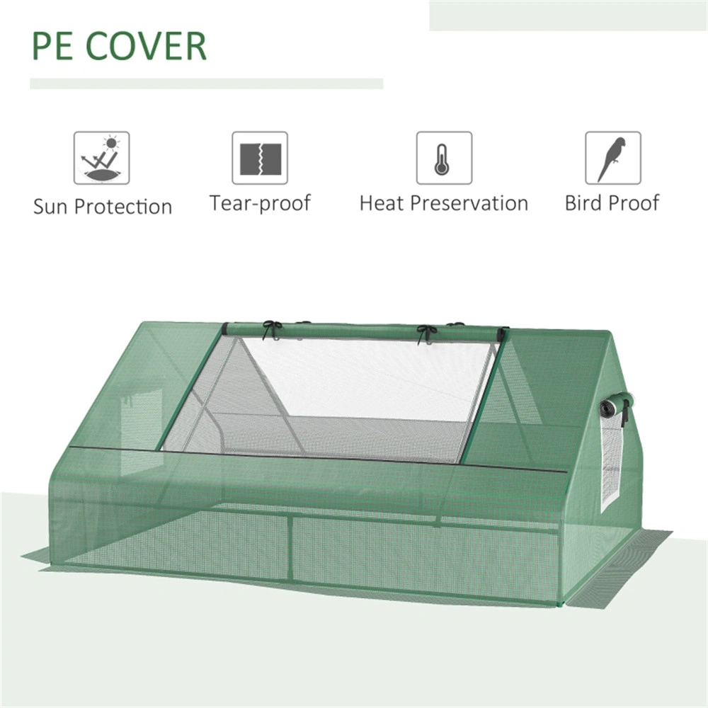 Portable Mini Greenhouse Pea Tunnel PVC with Zippered Door Rain Protection Garden Plant Cold Frame Cover Green