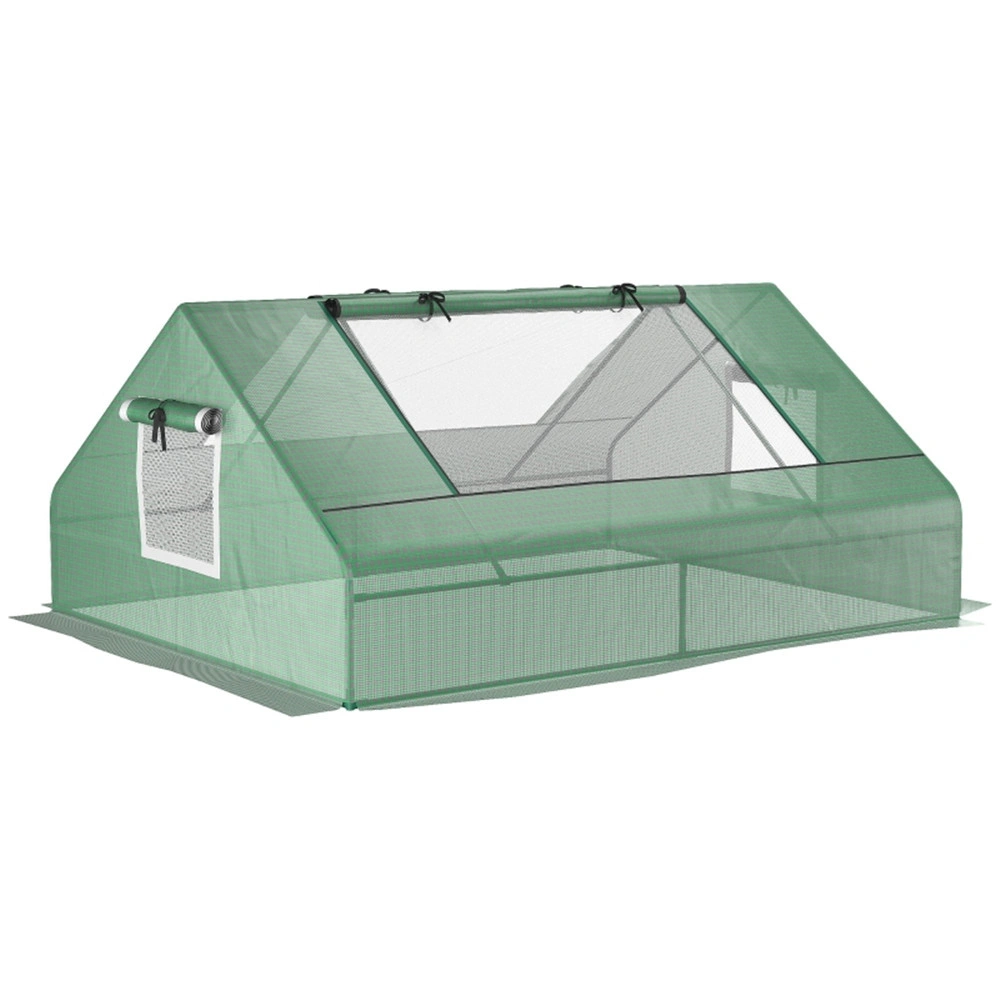Portable Mini Greenhouse Pea Tunnel PVC with Zippered Door Rain Protection Garden Plant Cold Frame Cover Green view 3