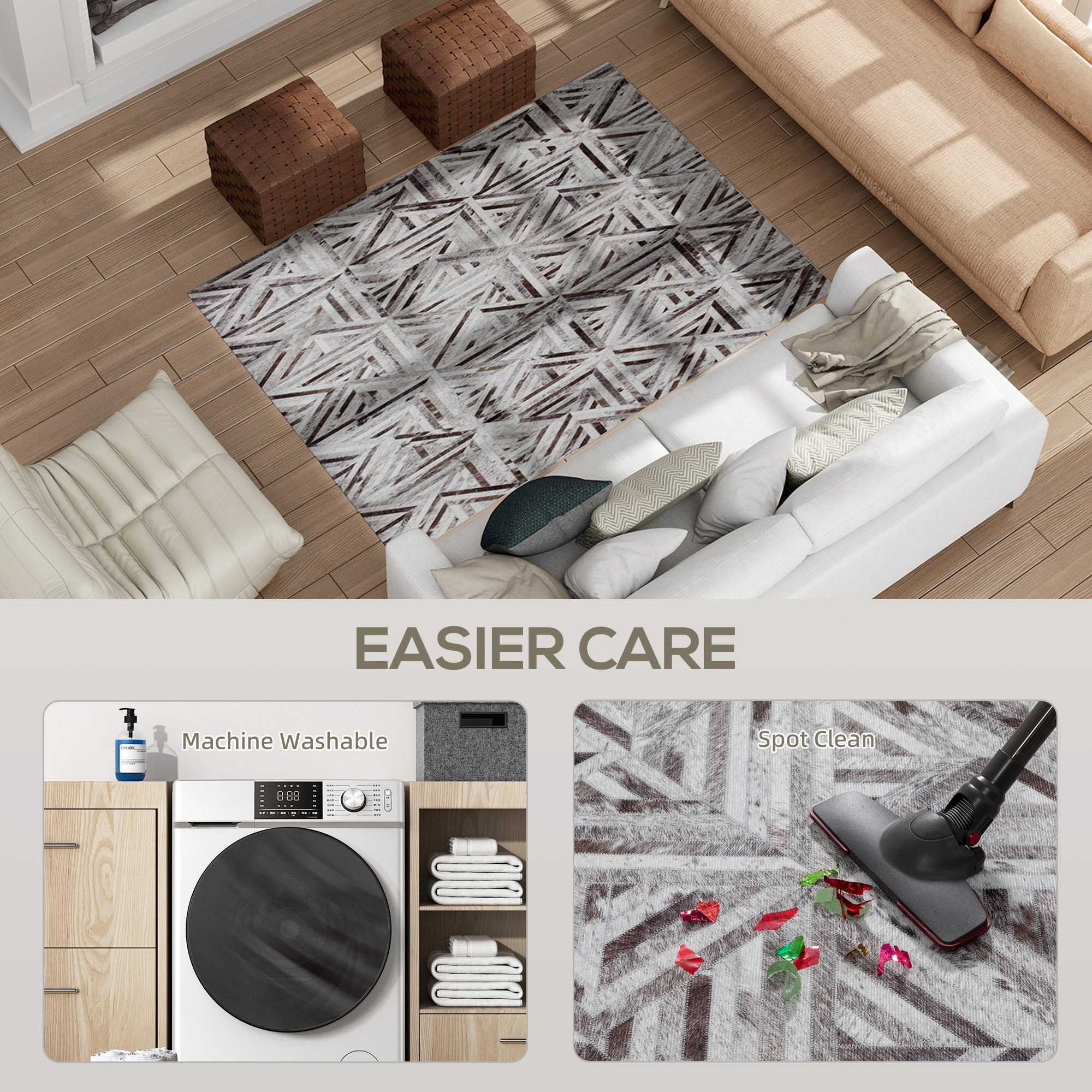 Cozy Plush Area Rug - Soft Decorative Floor Carpet for Living Room, Bedroom, Home Interior Design view 5