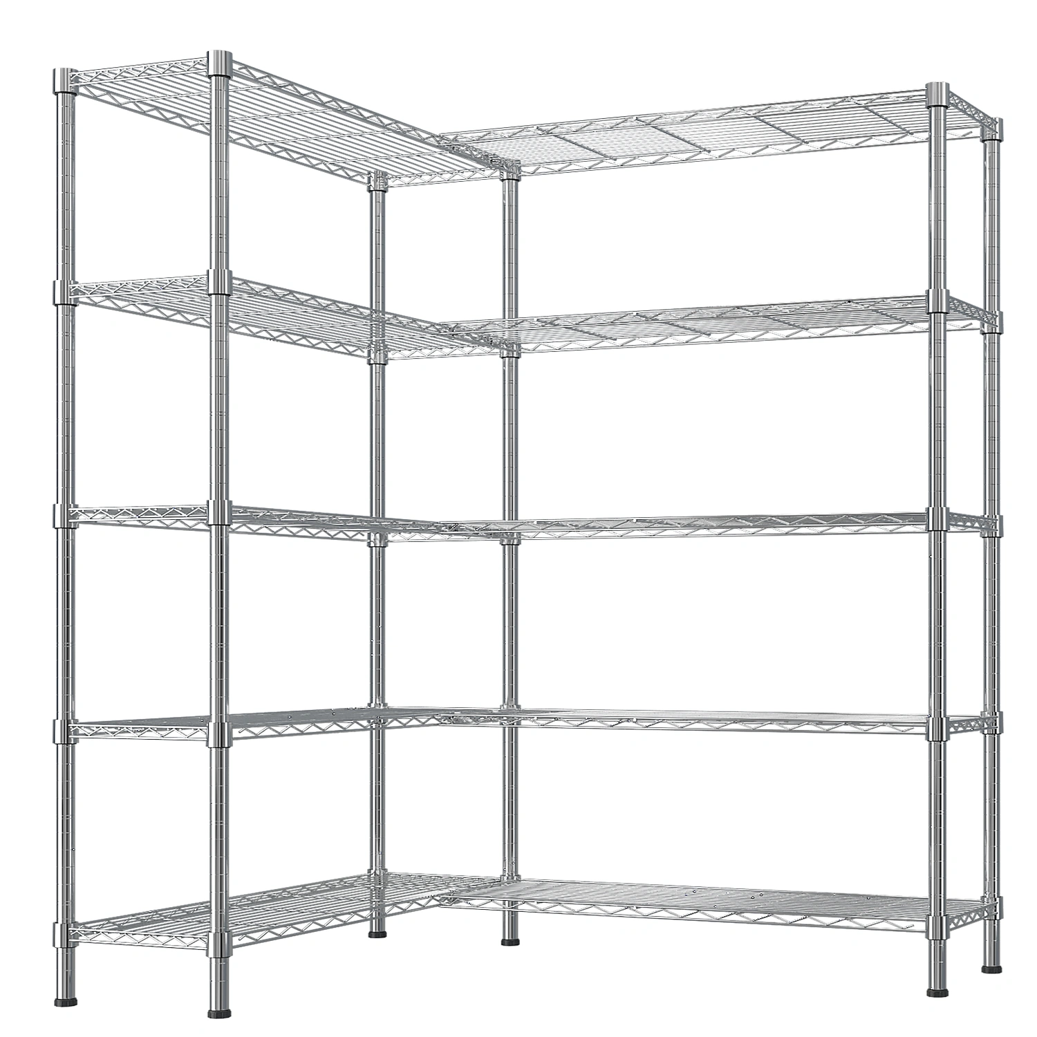 5-layer double row, freely adjustable layer spacing, with adjustable feet, display stand, iron, 147*35*180cm, chrome-plated view 3
