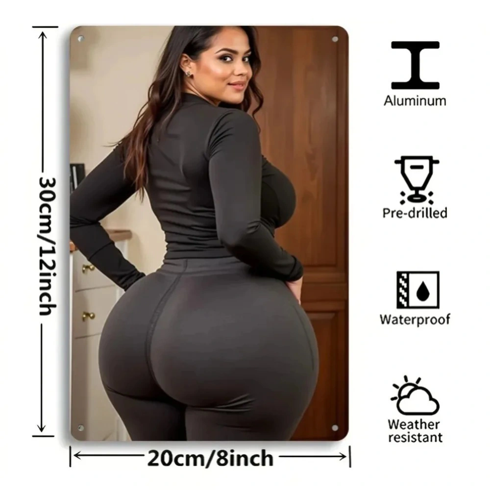CIFbuy Women's Sexy Butt Art Aluminum Wall Decor Sign | Metallic Metal Poster for Bedroom Living Room Office Dorm Room Home Party Decoration view 2