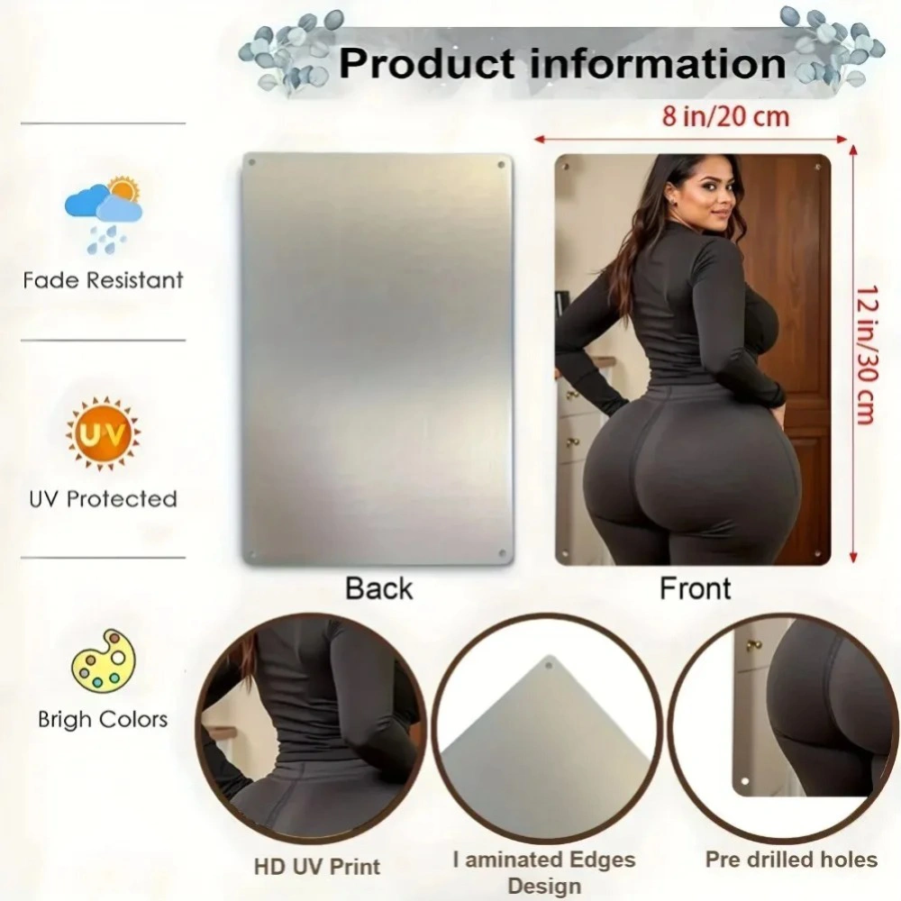 CIFbuy Women's Sexy Butt Art Aluminum Wall Decor Sign | Metallic Metal Poster for Bedroom Living Room Office Dorm Room Home Party Decoration view 3