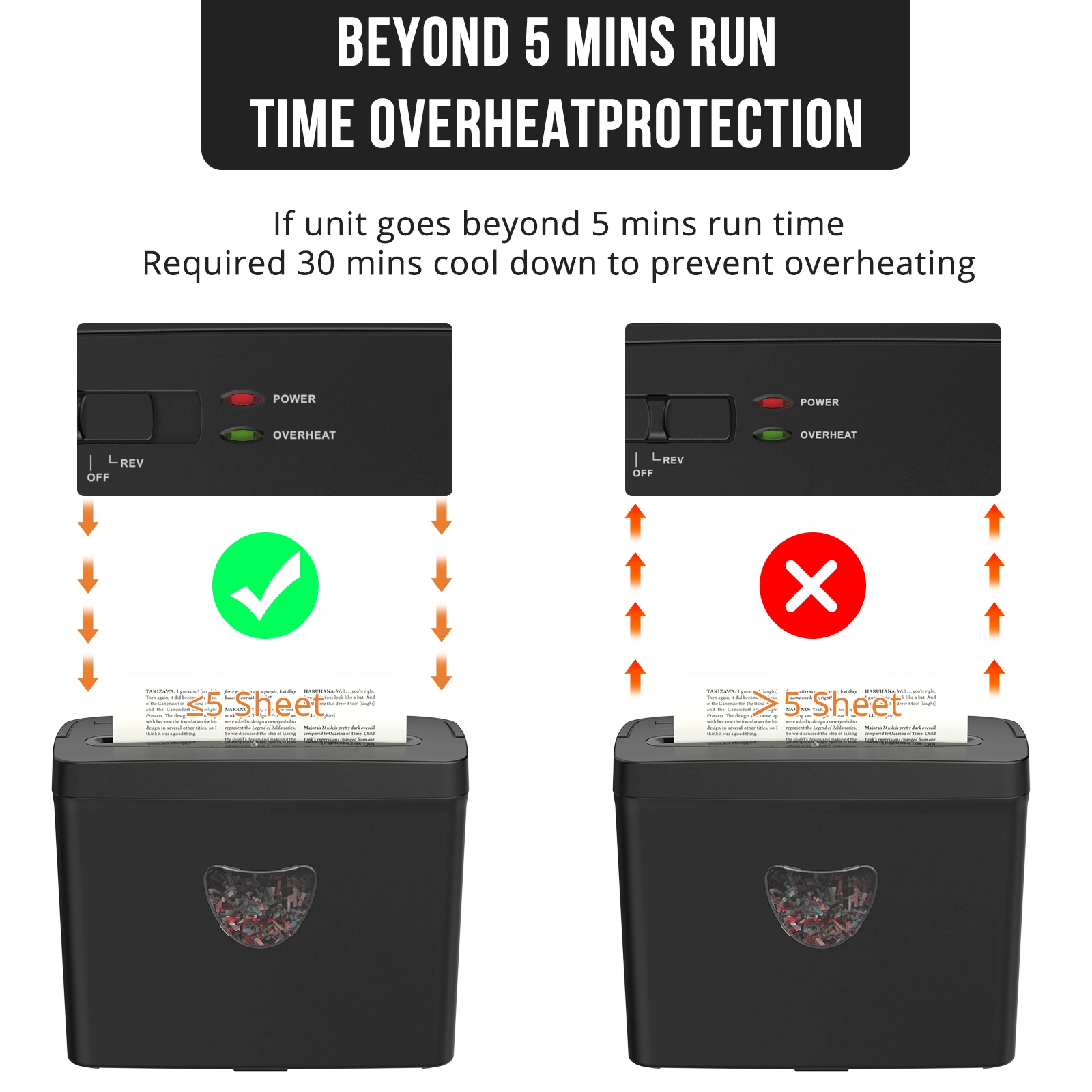 Paper Shredder for Home Use,5 Sheets Small Crosscut Paper Shredder,P-4 Security Level with 2.38-Gallon Basket, 4-Mode Design-Durable & Fast and Jam Proof for Home Office Utilization view 7