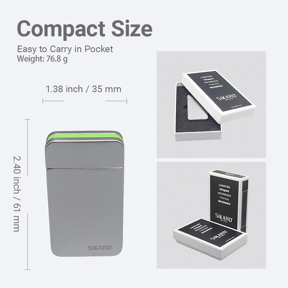 SIKARO SKY-STAR Turbo Torch Lighter Green Stripe, Refillable Windproof Jet Flame, Adjustable, for Cigar, Cigarette, Kitchen & Outdoor Use view 4