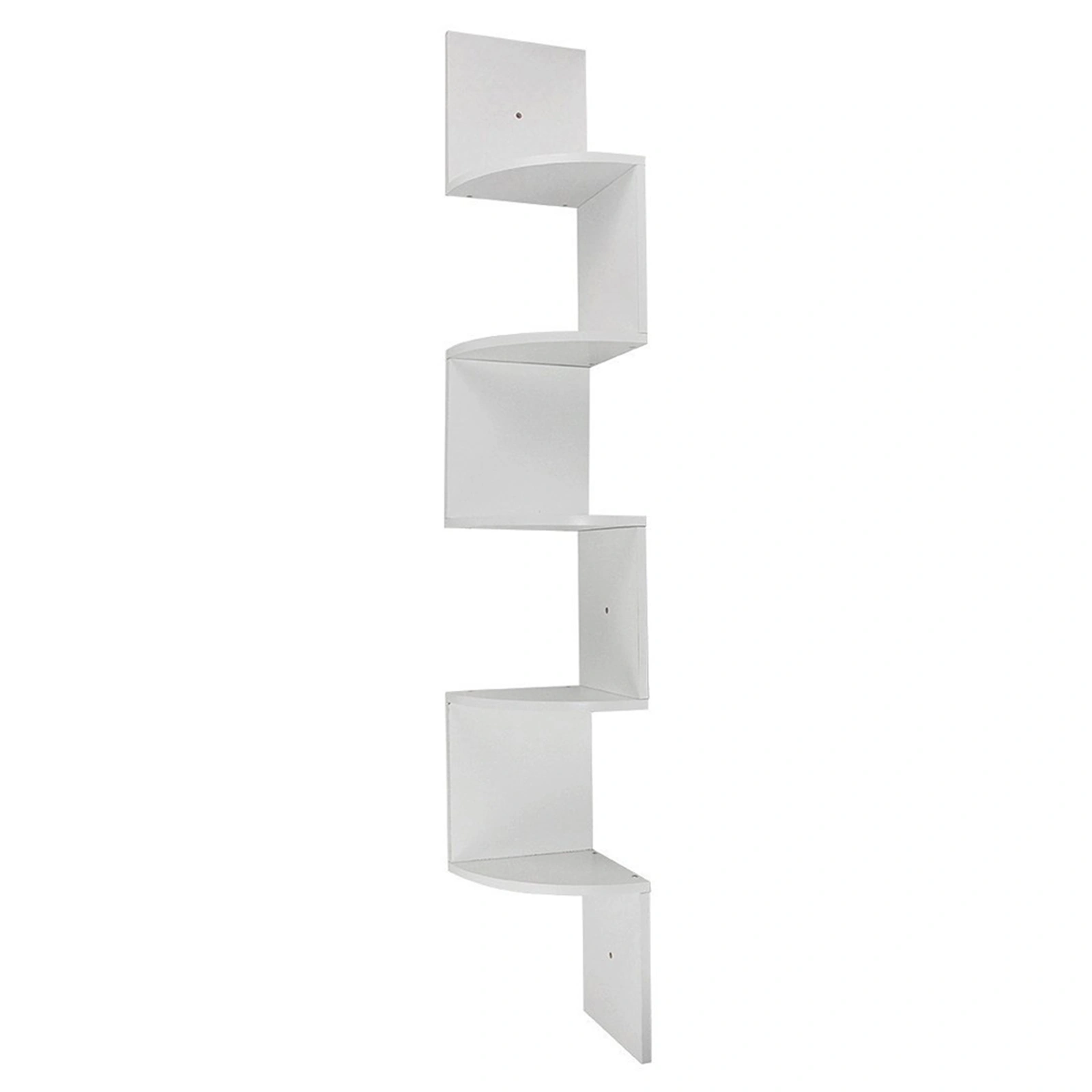 5 Tier Corner Wall Shelf Zig Zag Wooden Floating Shelves Wall Mount Rack White Home Storage Display