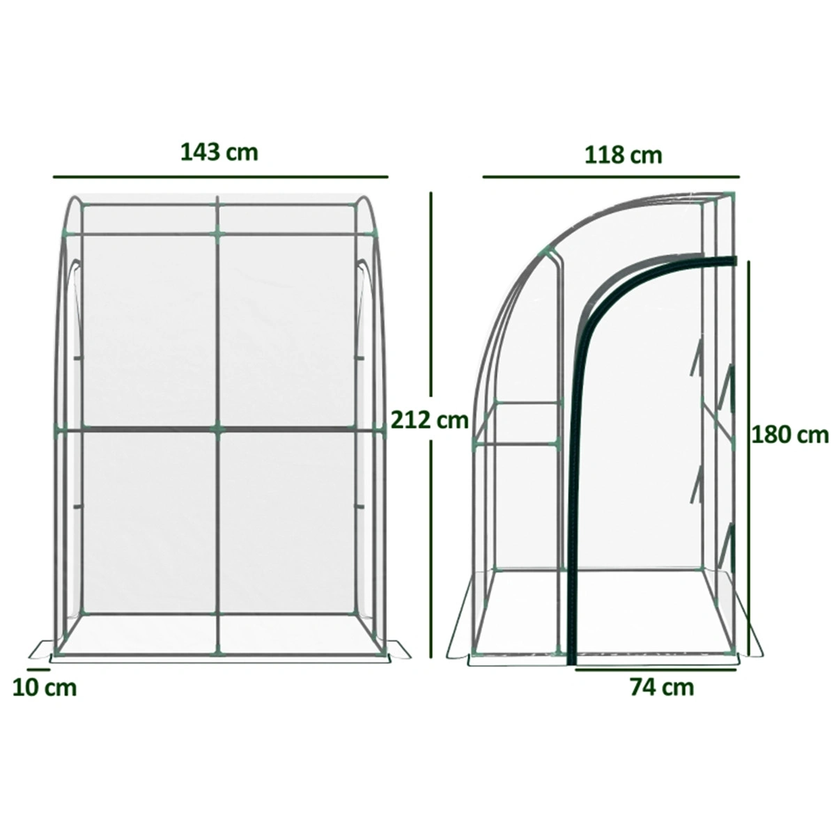 Walk-In Lean-to Wall Tunnel Greenhouse, Portable Greenhouse Cover for Garden Plants view 2