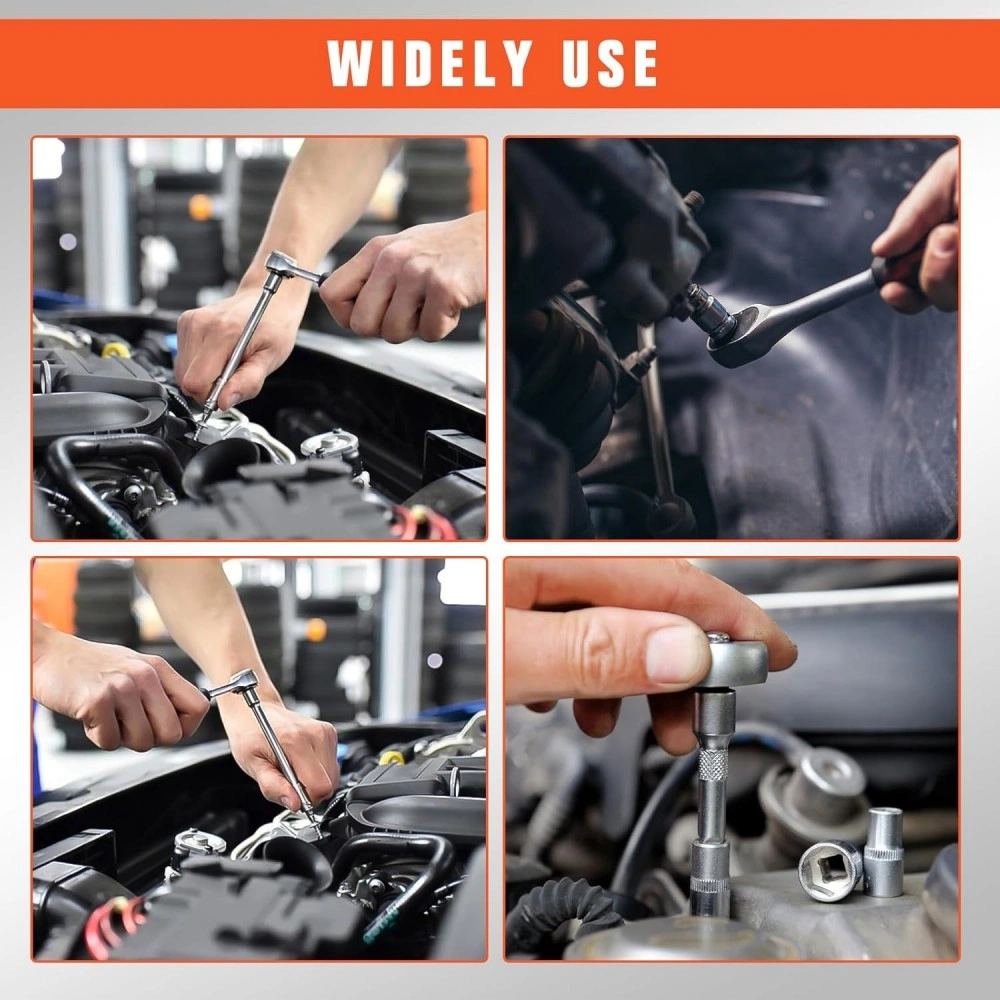 53 Piece 1/4 Inch Drive Socket Set with Ratchet Wrench, Impact Bit Socket & Storage Case Tool Kit view 7