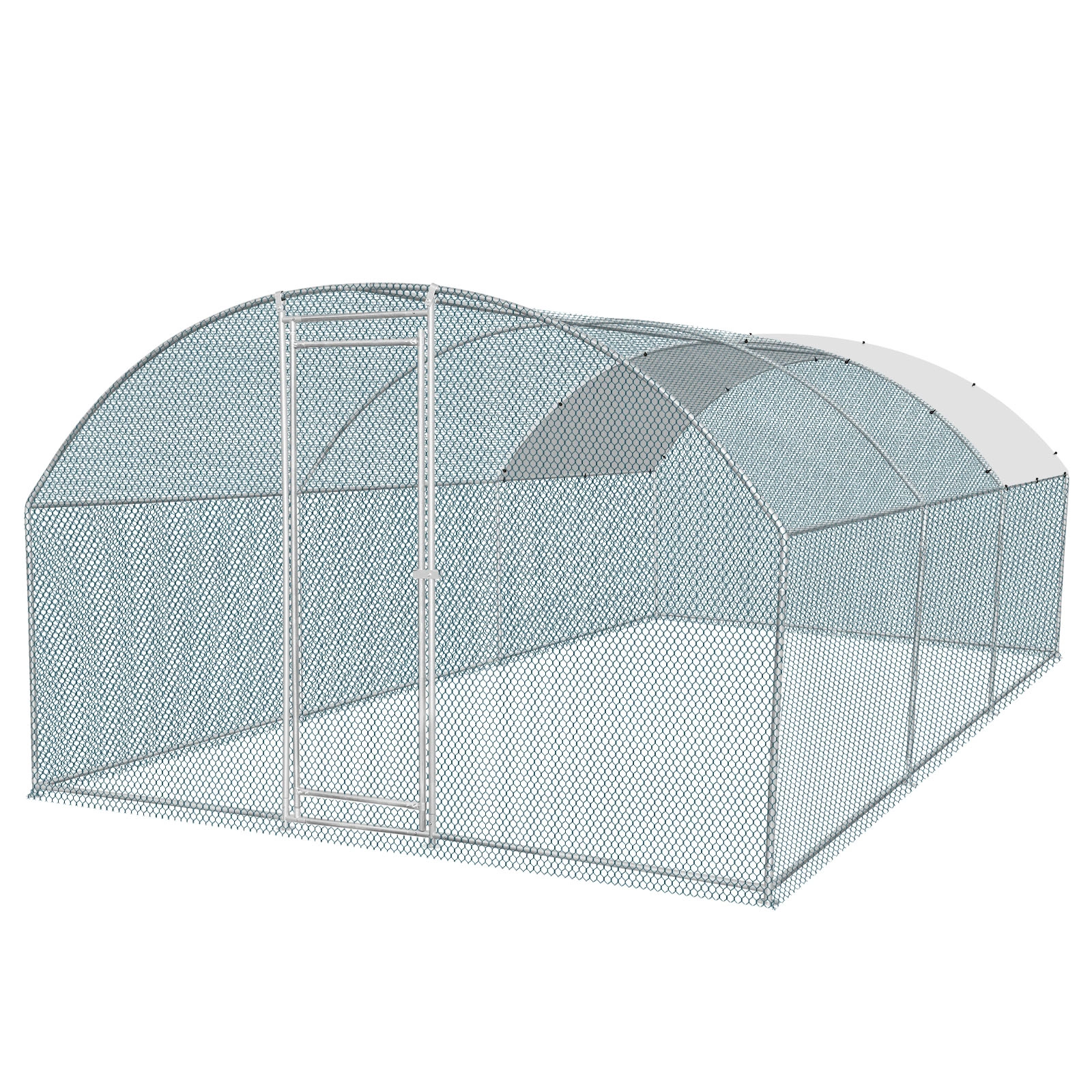 19.7x9.8x6.5ft Large Metal Chicken Coop with Run, Walk-in Poultry Cage with Waterproof Cover & Arc Roof, Heavy-Duty Galvanized Steel Ducks Rabbits Habitat Cage view 11