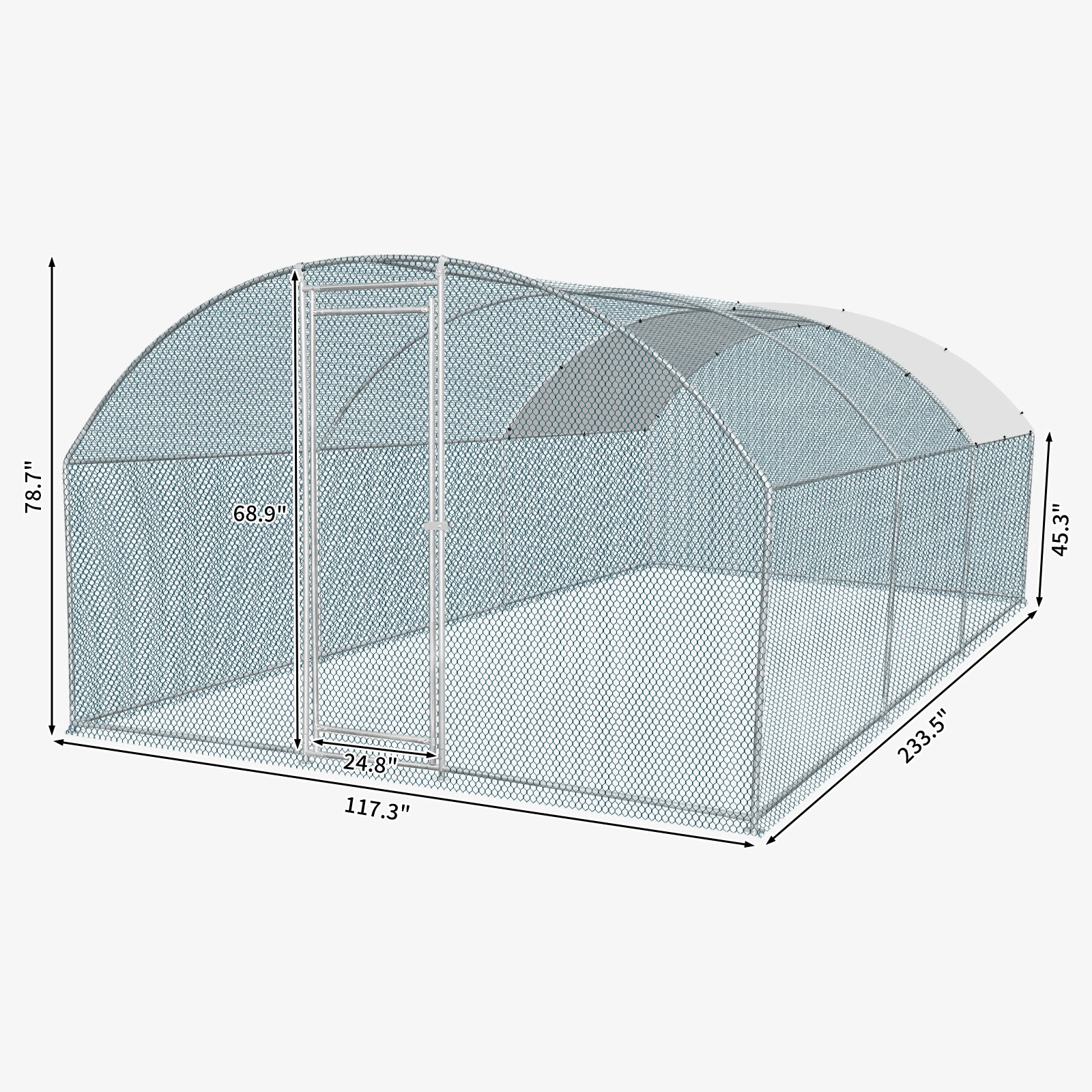 19.7x9.8x6.5ft Large Metal Chicken Coop with Run, Walk-in Poultry Cage with Waterproof Cover & Arc Roof, Heavy-Duty Galvanized Steel Ducks Rabbits Habitat Cage view 2
