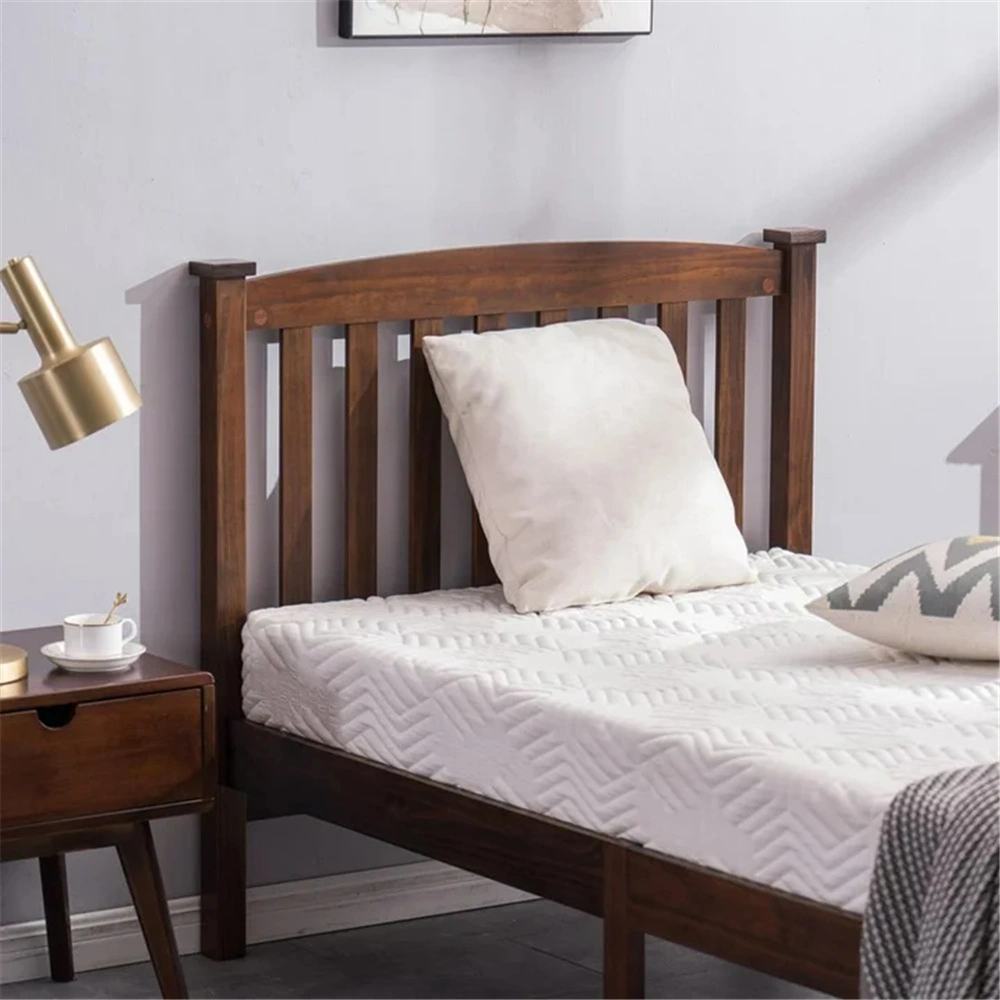 Twin Pine Bed Frame with Curved Headboard Footboard, Painted Wood Bed with Vertical Stripes, Coffee Brown, 78.94"x42.52"x38.98" view 6