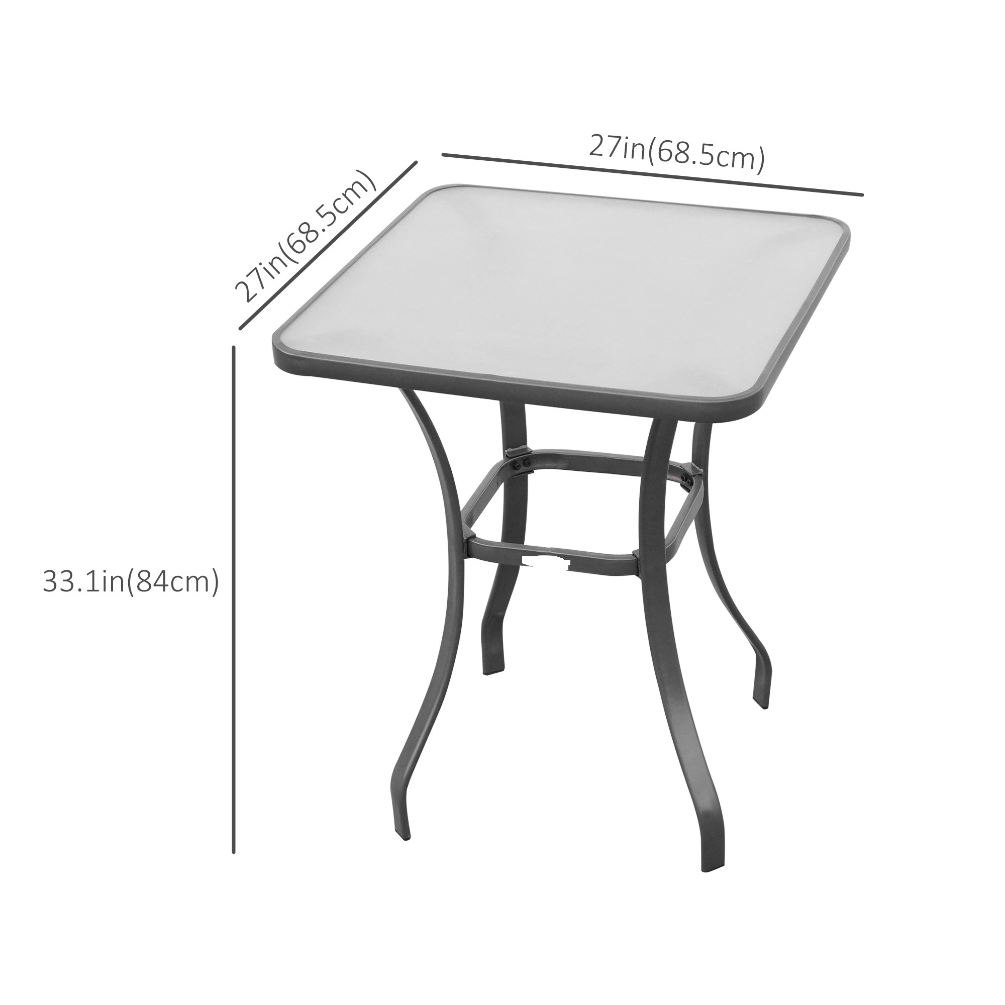 27" Square Glass Bistro Table Outdoor Garden Patio Dining Table view 2