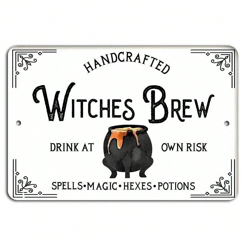 CIFbuy Vintage Metal Halloween Wall Sign Home Decor Spooky Doorway Hanging Plaque for Party Haunted House Halloween Night Supplies